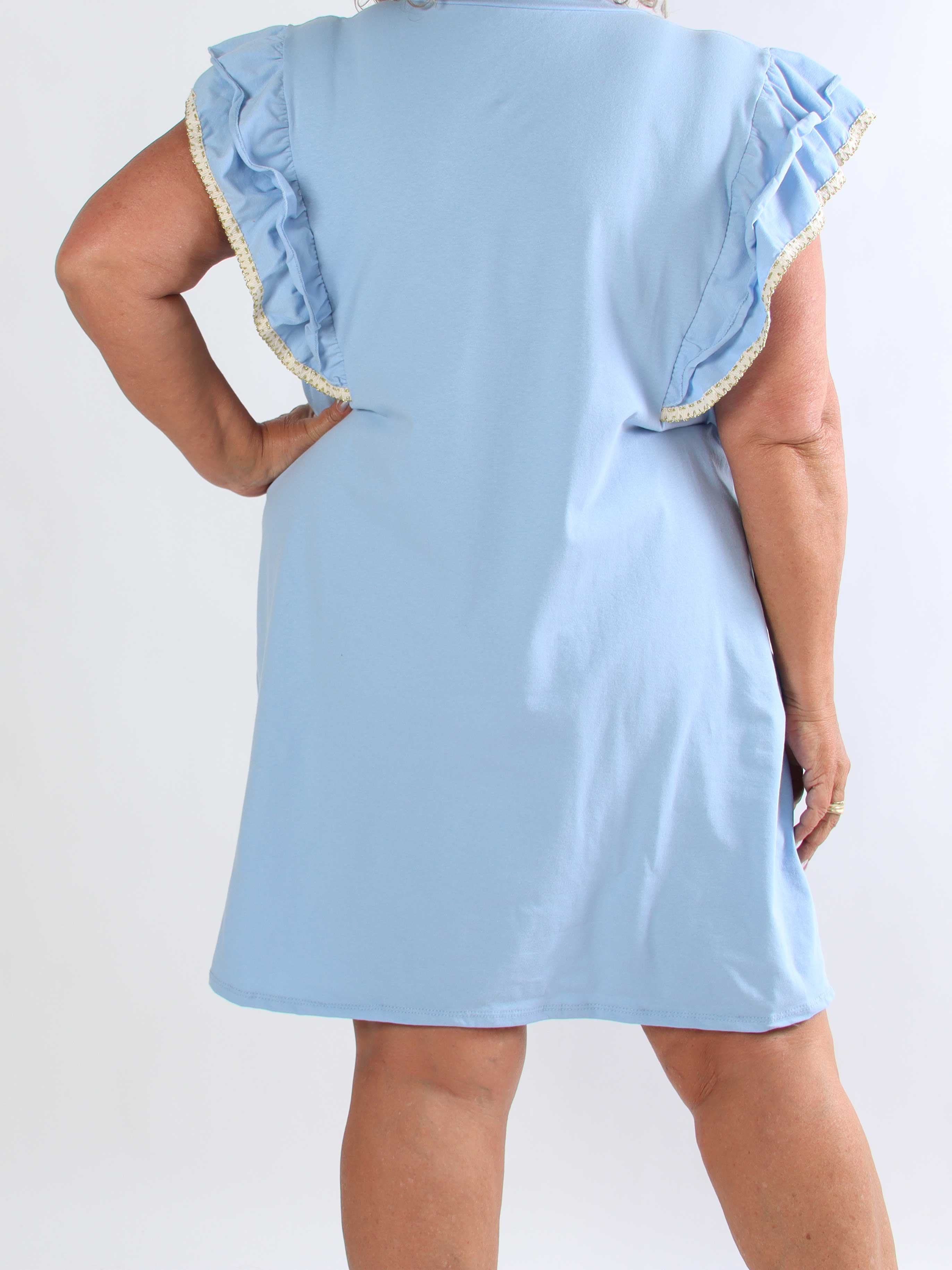 Jelena - Plus size t-shirtkjole i bomuld med fine flæseærmer