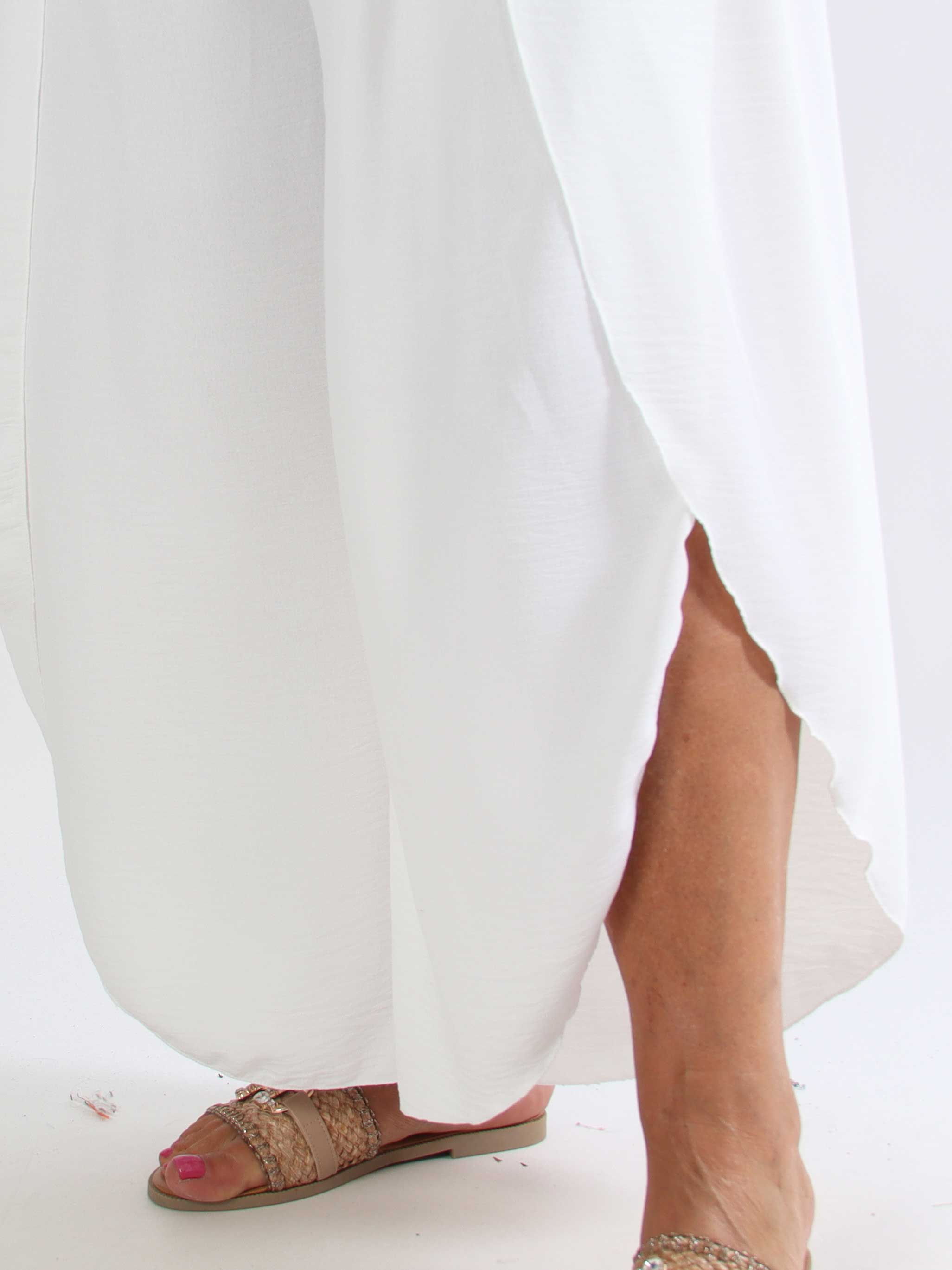 Jemine - Løse ensfarvede plus size haremsbukser i viskose med slids