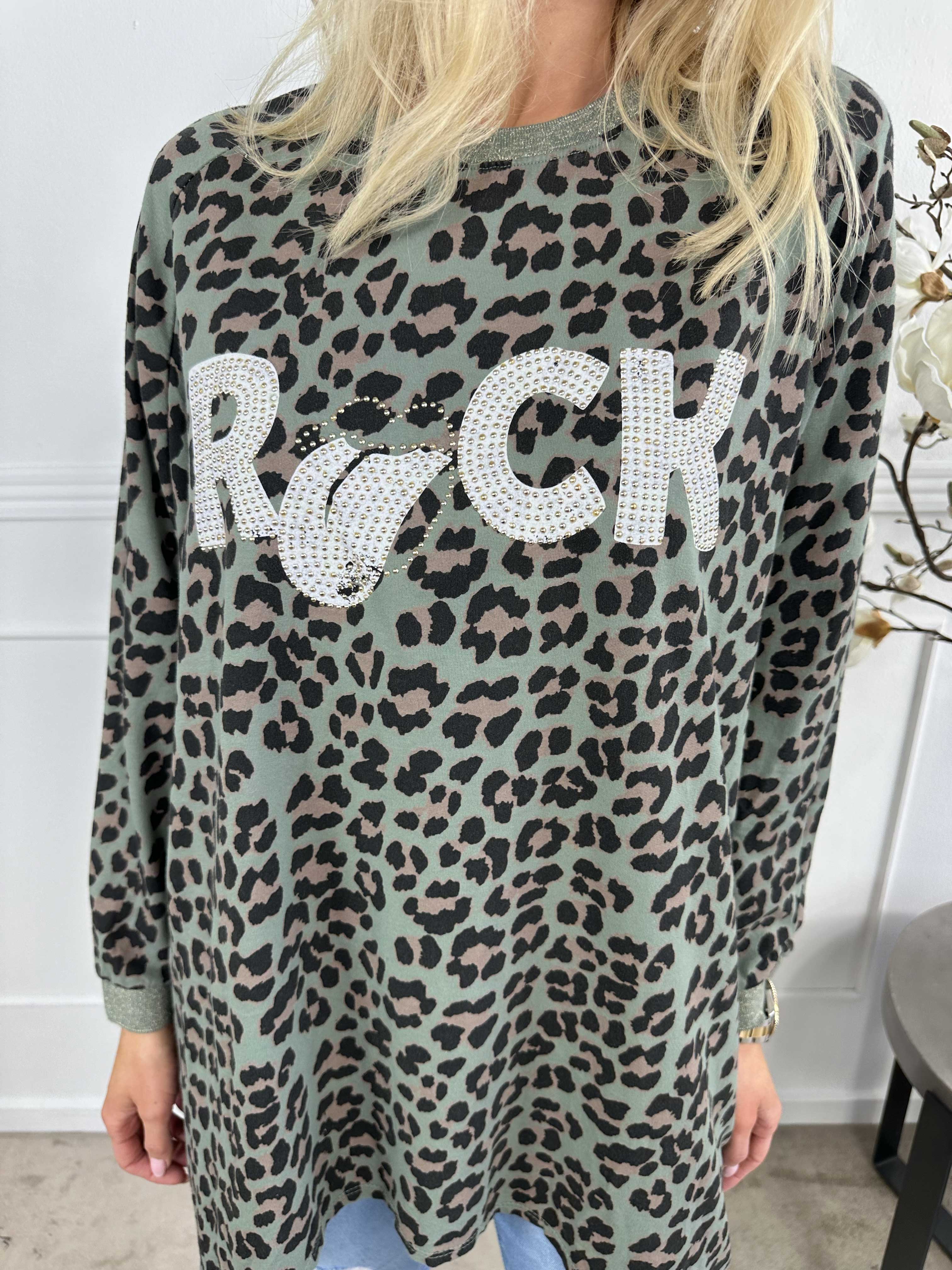 Jennifer - Bluse i bomuld i leopardprint med rock stående