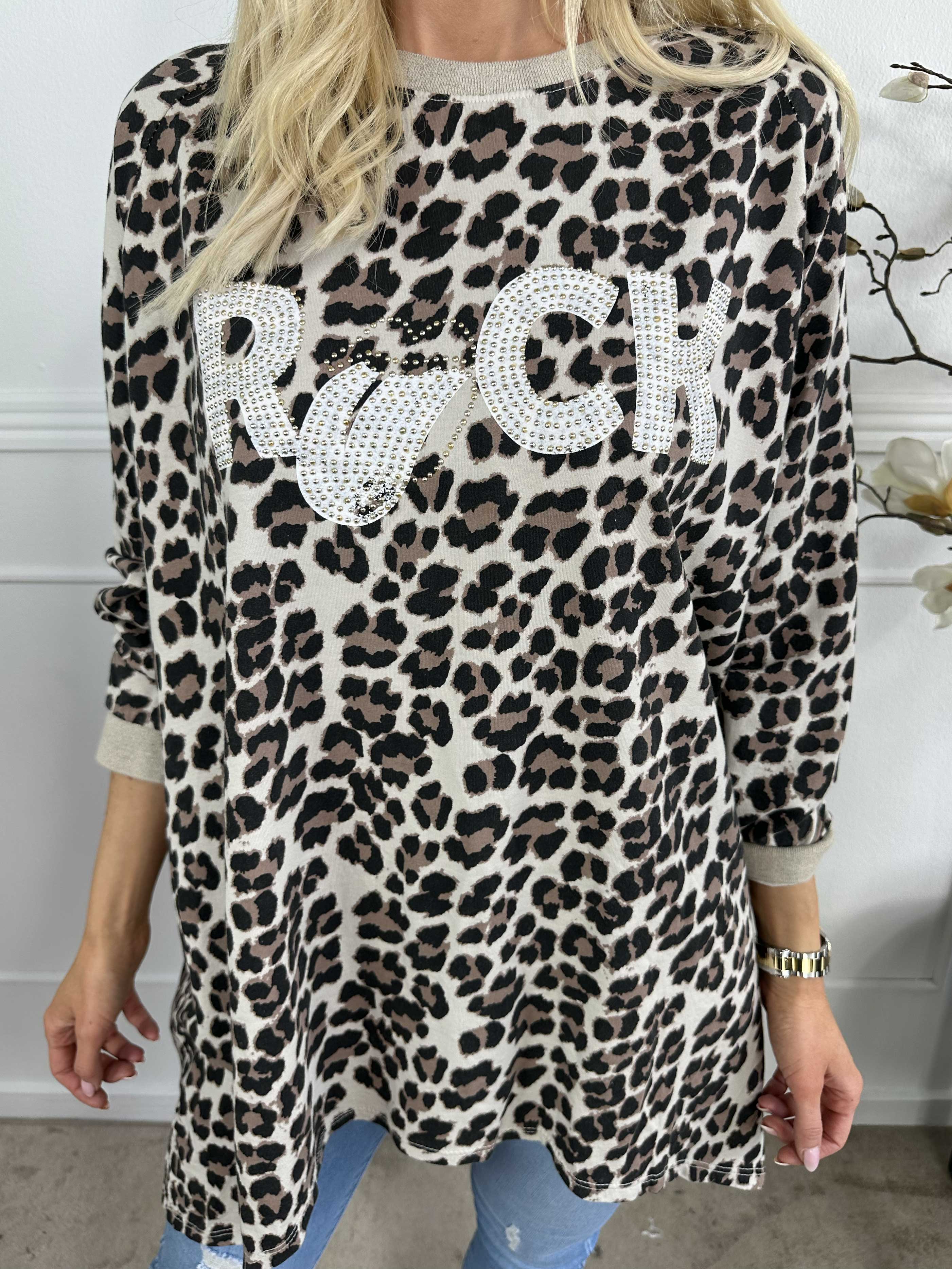 Jennifer - Bluse i bomuld i leopardprint med rock stående