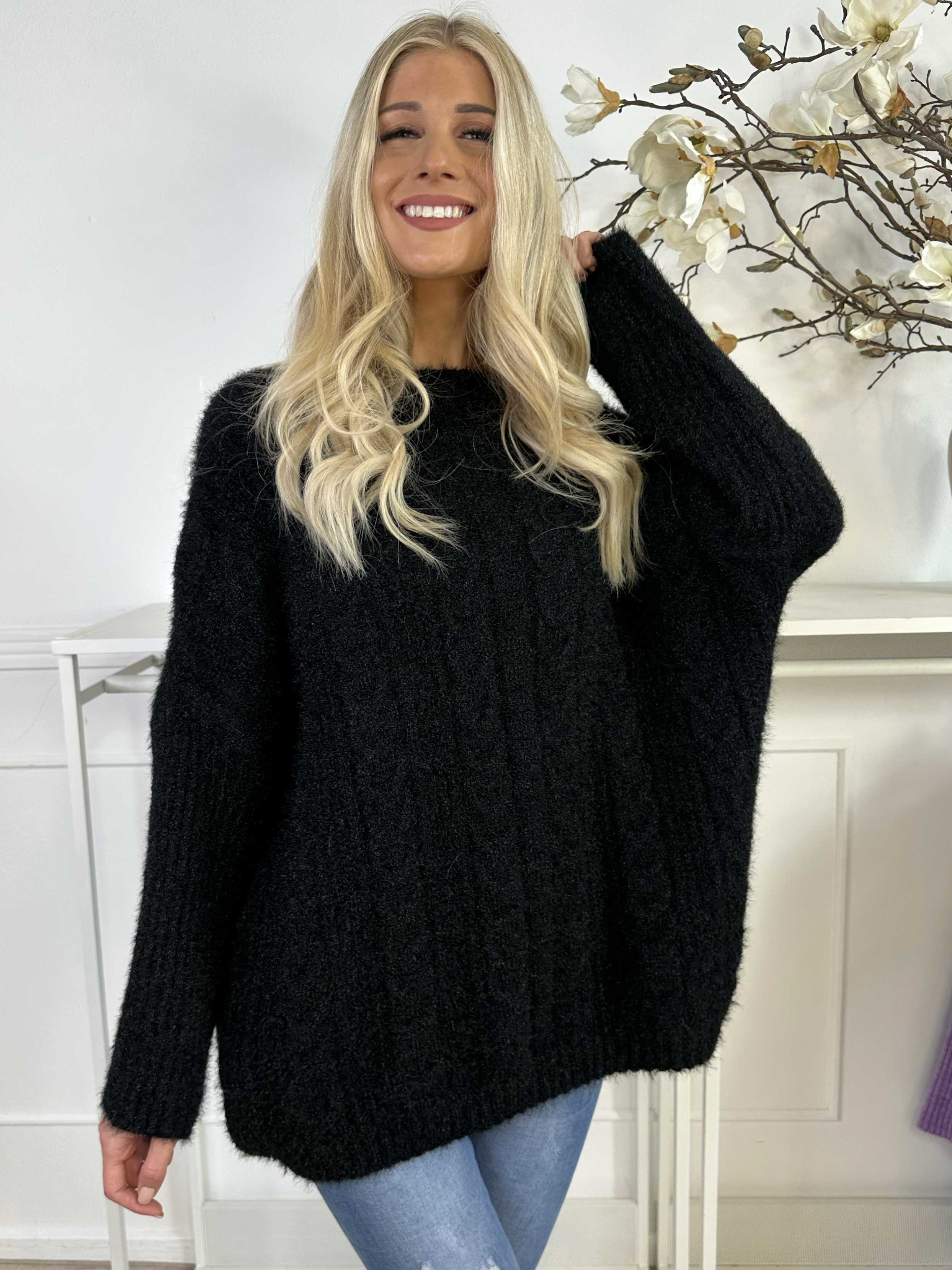 Johanna - Strikbluse med kabelstrik i shiny strik