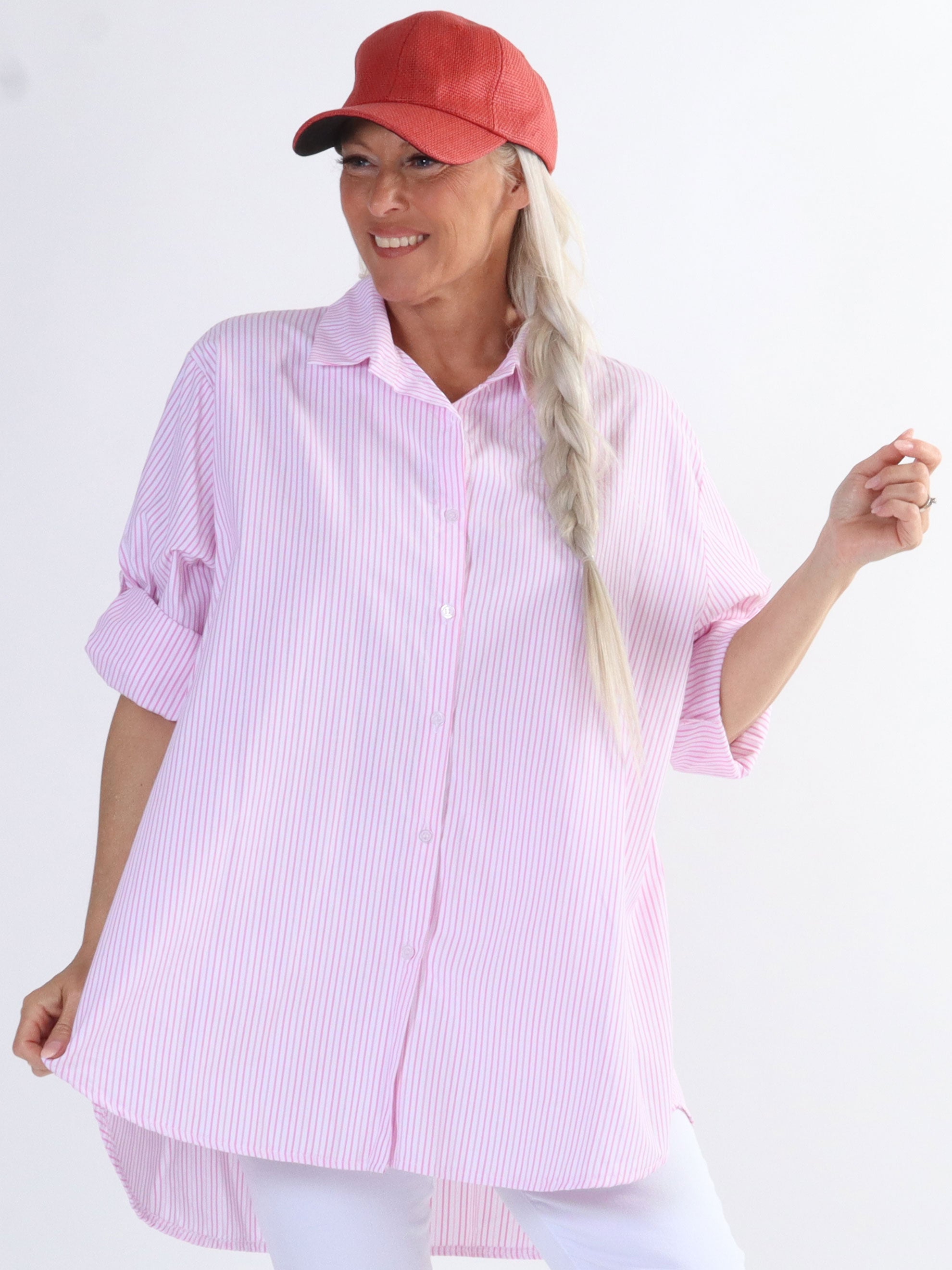 Johanne - Sød stribet plus size skjorte