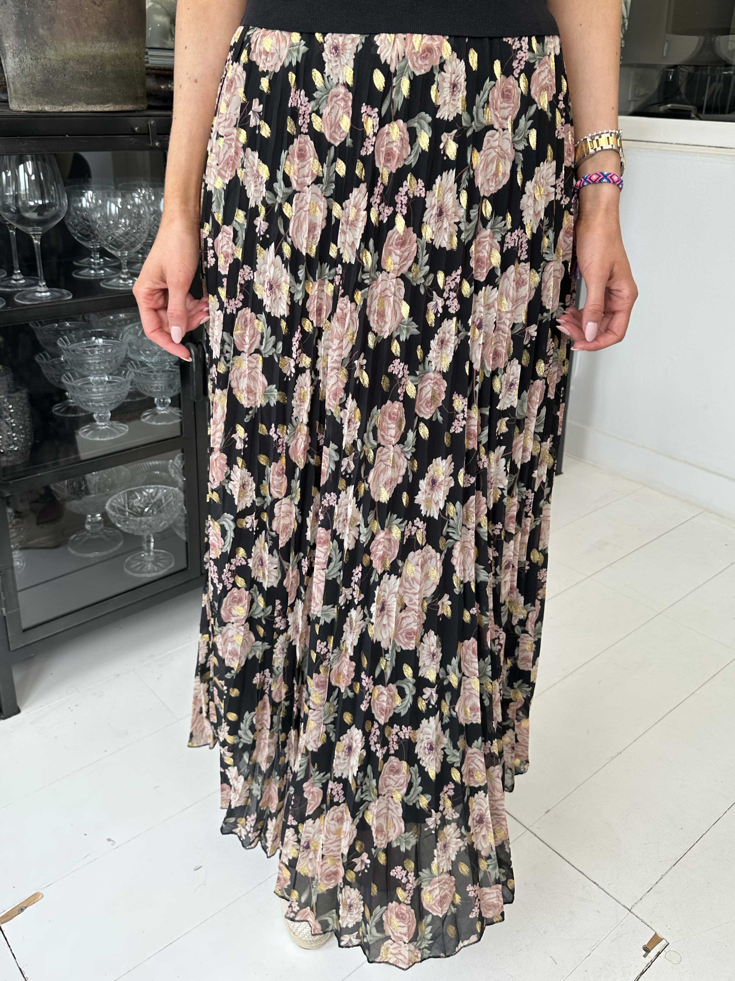 Josefine - Sød plisseret nederdel med blomsterprint