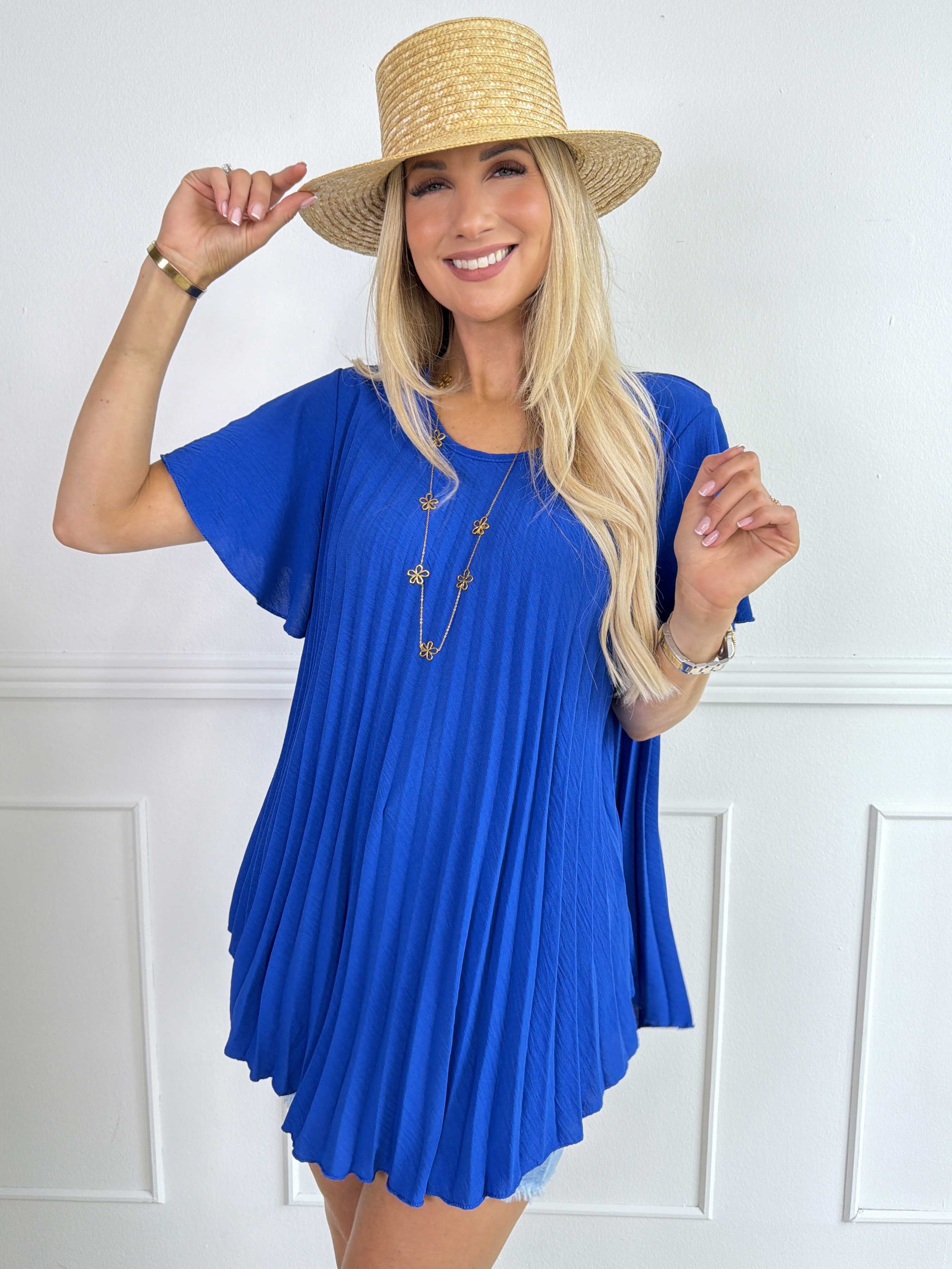 Juna - Let og luftig plisseret plus size T-shirt i en viskoseblanding