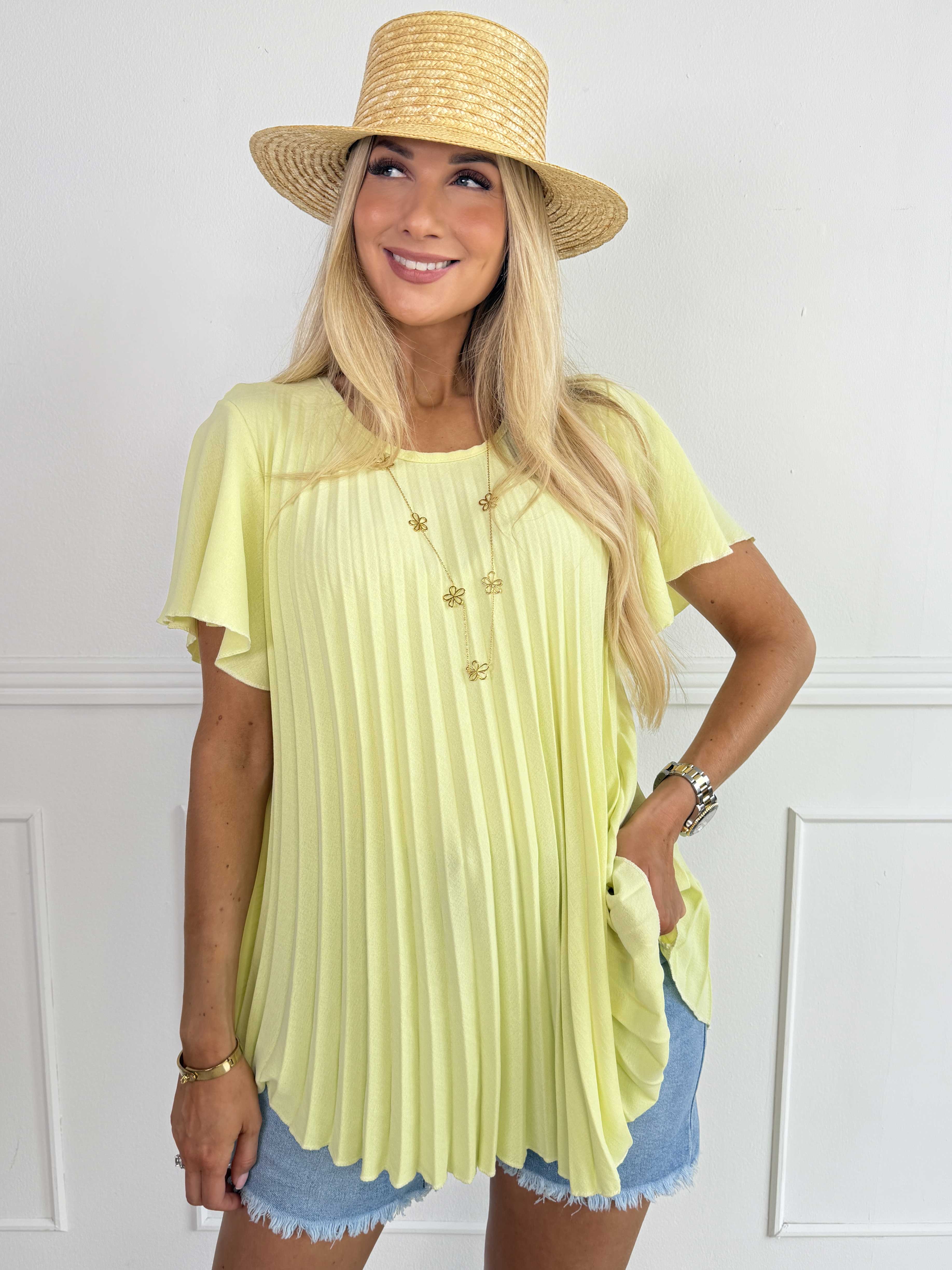 Juna - Let og luftig plisseret plus size T-shirt i en viskoseblanding