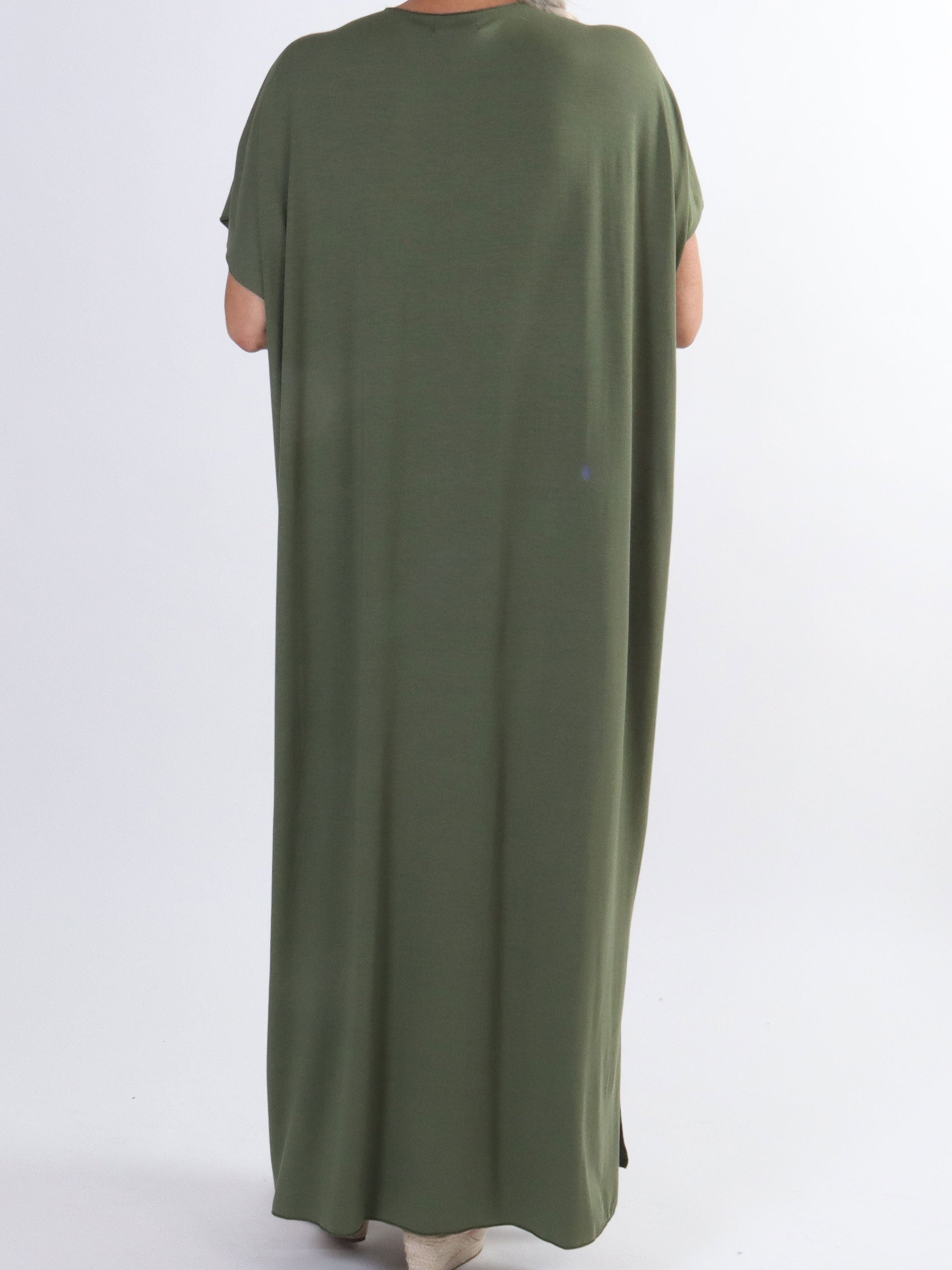 Kirsa Plain Long - Lang plus size kjole i blødt stof