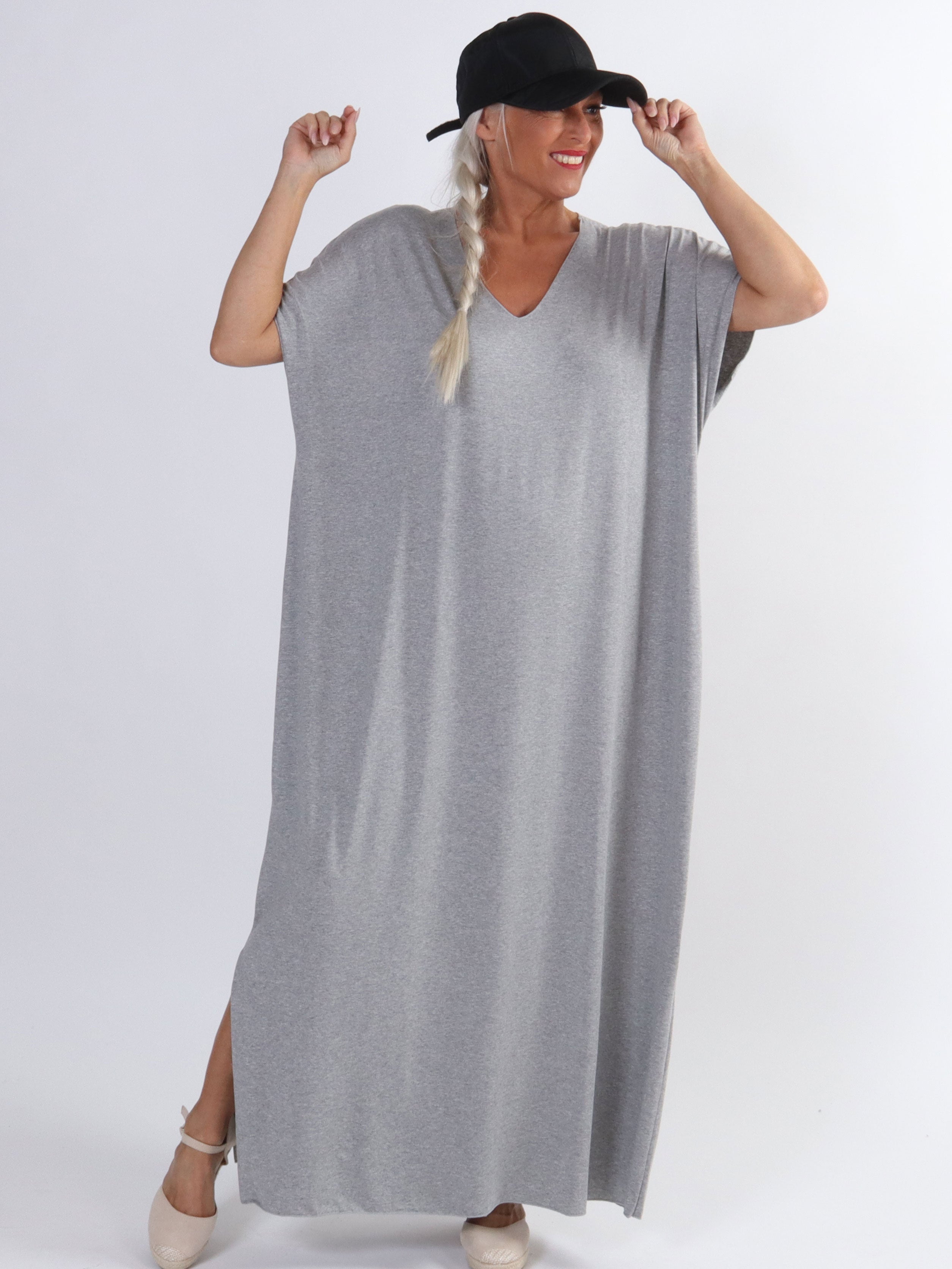 Kirsa Plain Long - Lang plus size kjole i blødt stof