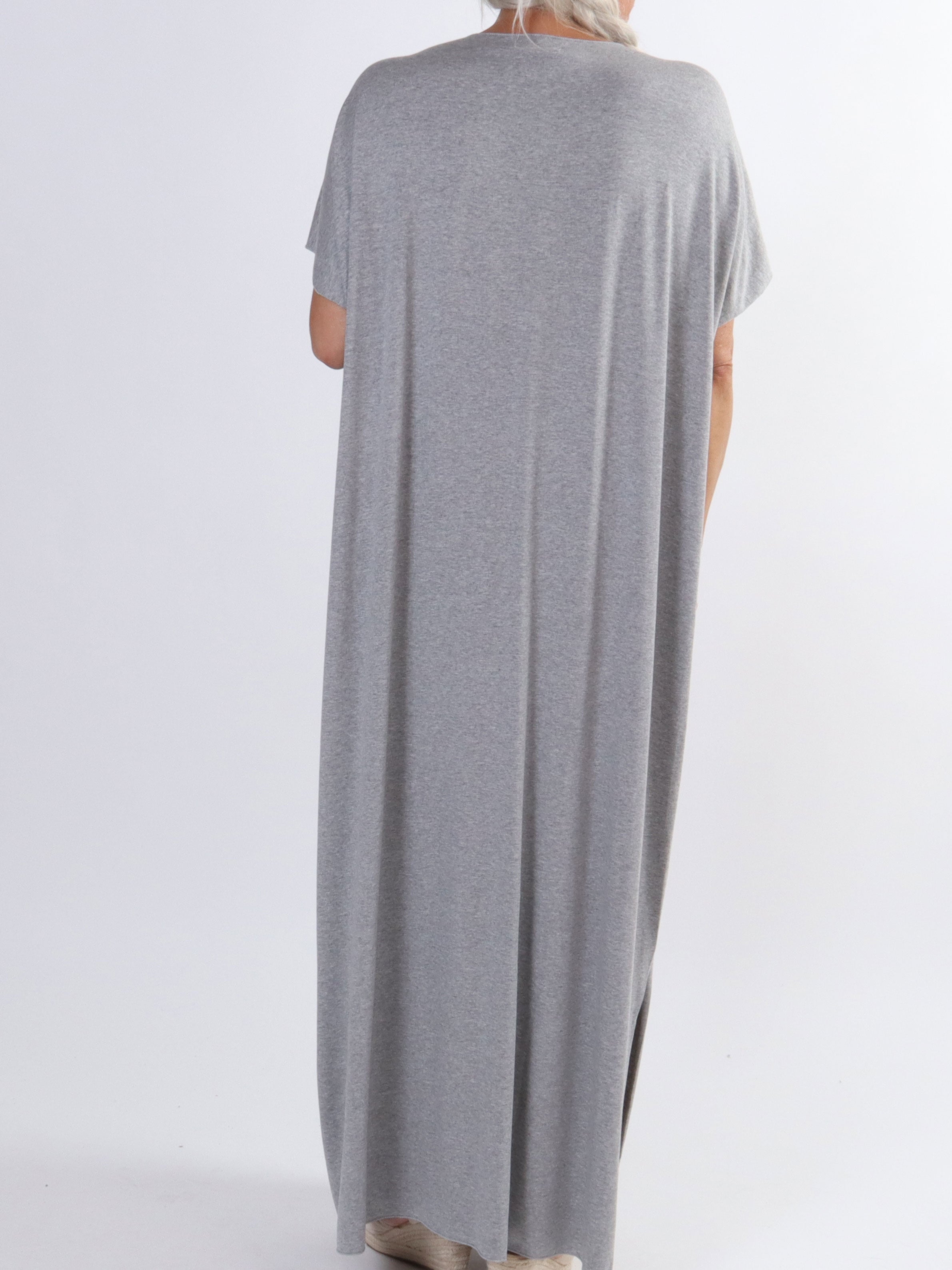 Kirsa Plain Long - Lang plus size kjole i blødt stof