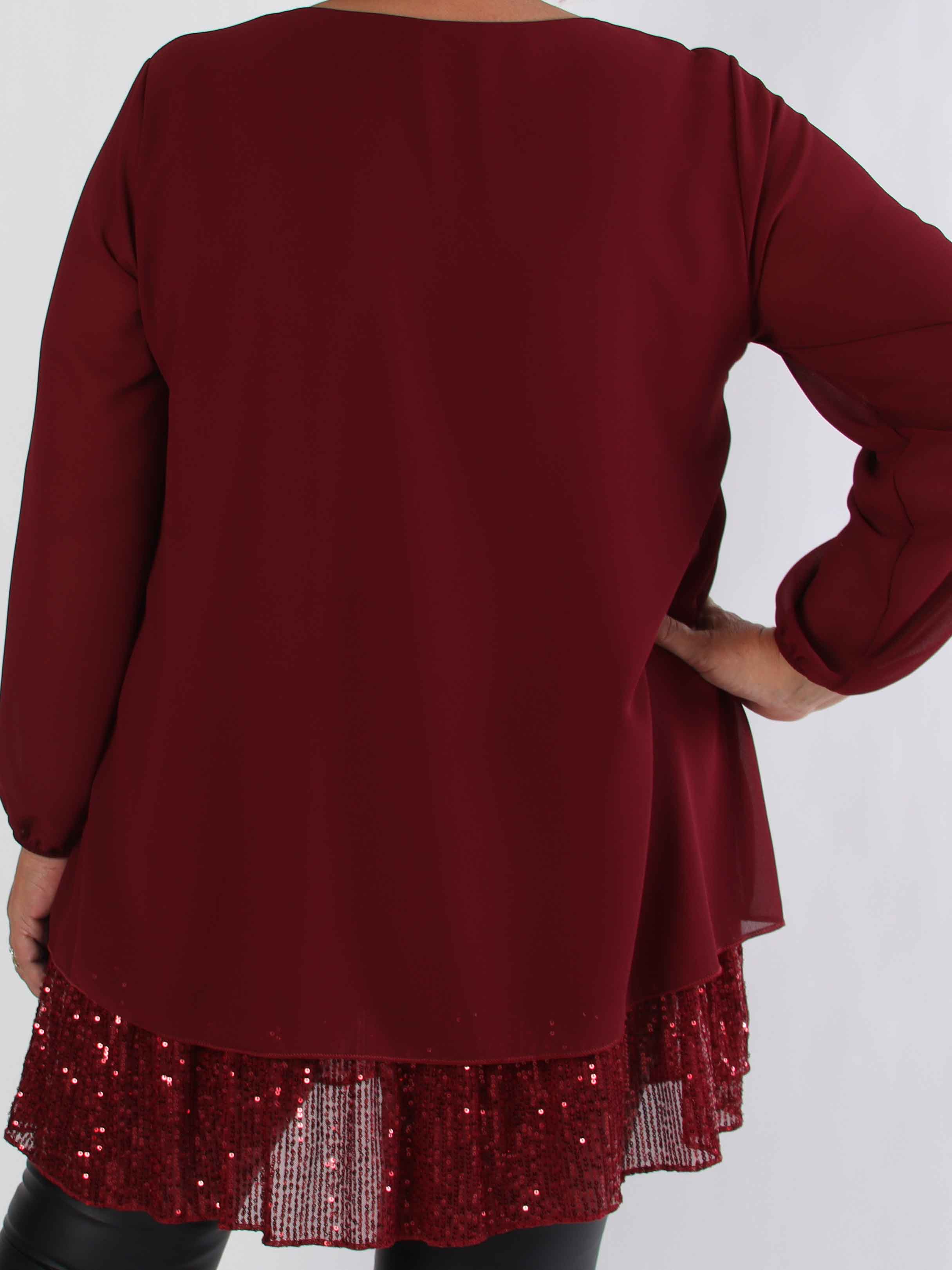 Kamilla - Festklar plus size tunikakjole med chiffonlag og pailletter