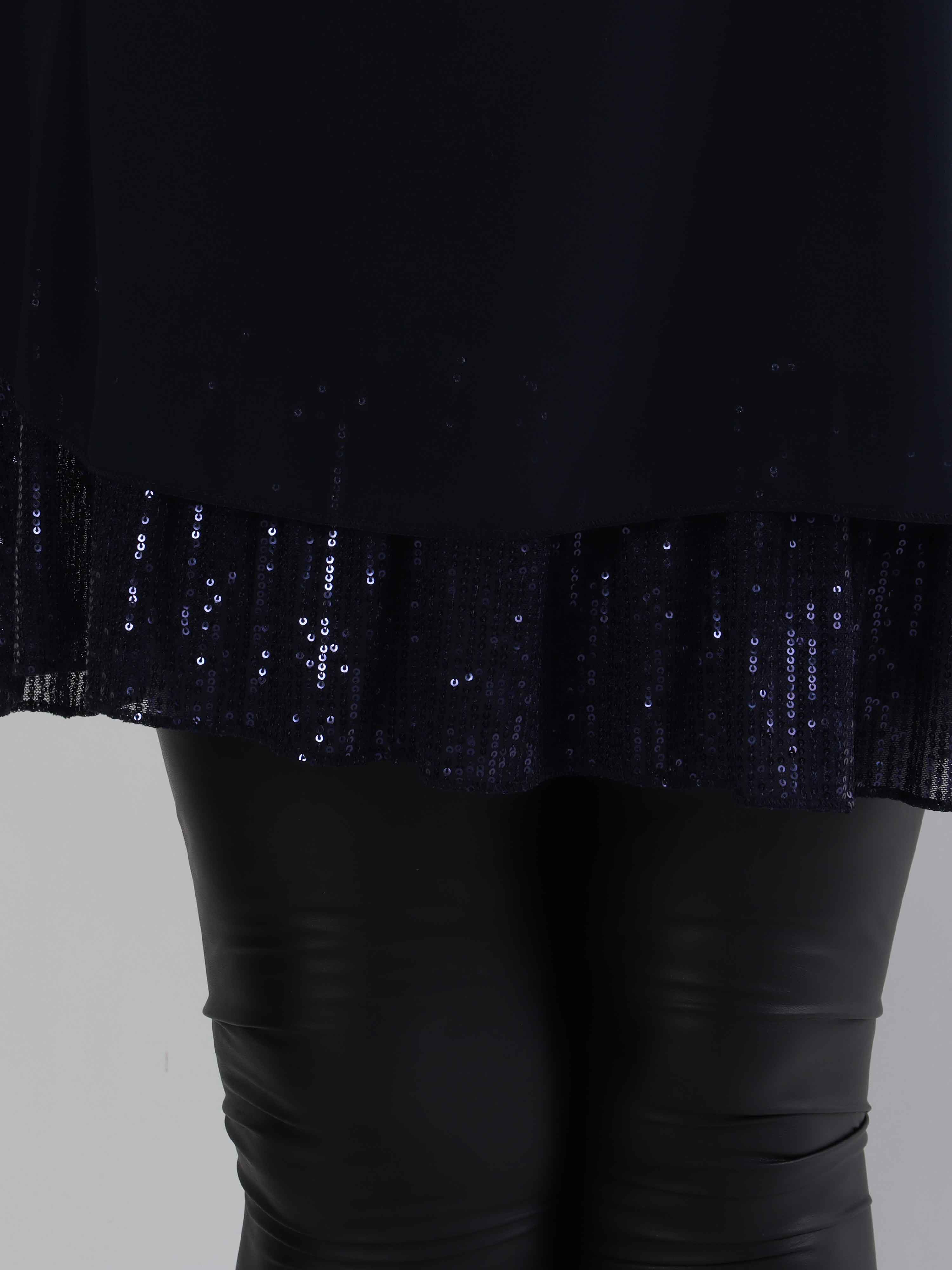 Kamilla - Festklar plus size tunikakjole med chiffonlag og pailletter