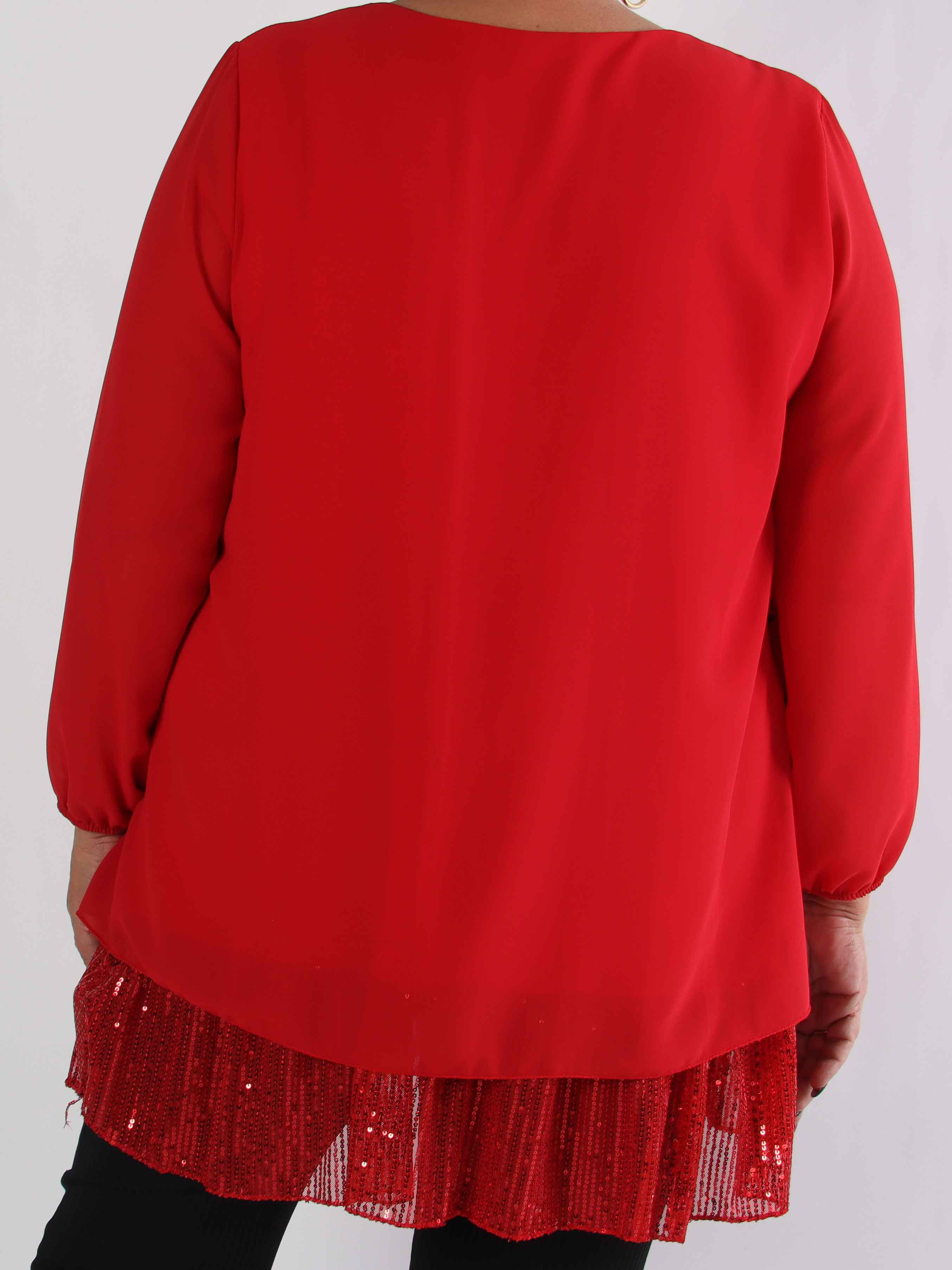 Kamilla - Festklar plus size tunikakjole med chiffonlag og pailletter