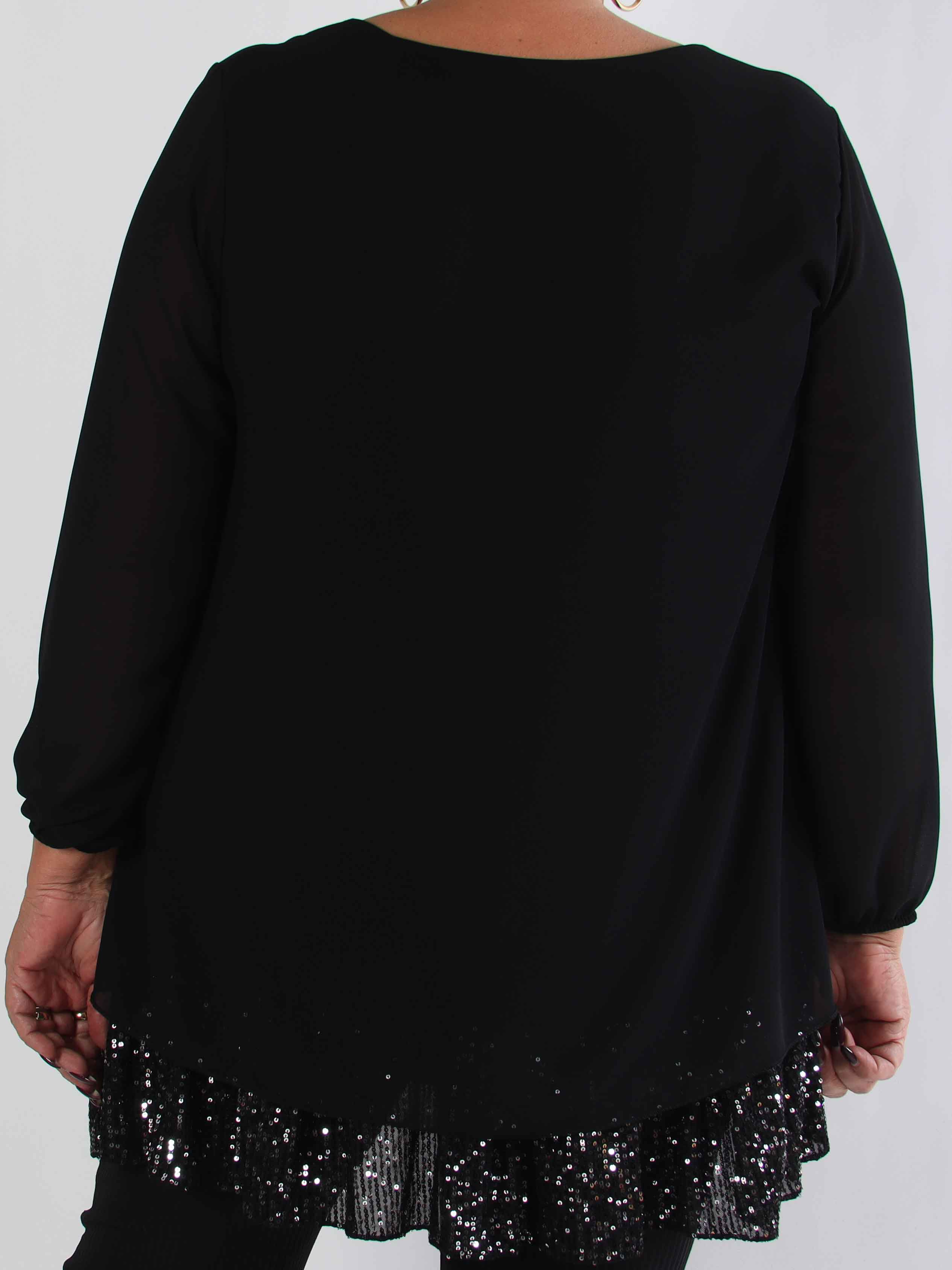 Kamilla - Festklar plus size tunikakjole med chiffonlag og pailletter