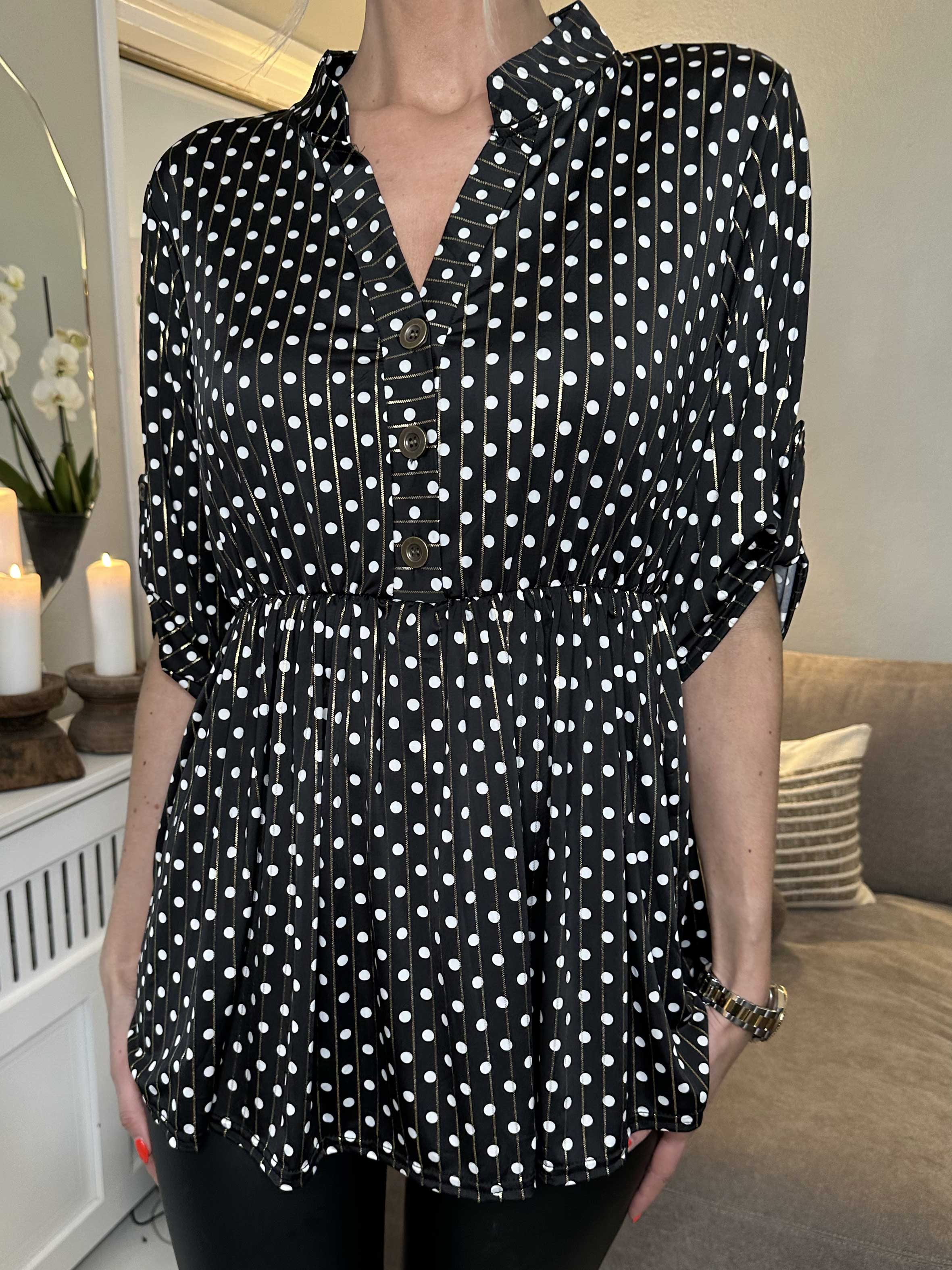 Katja Dot - Elastisk tunika med prikker og elastik i taljen