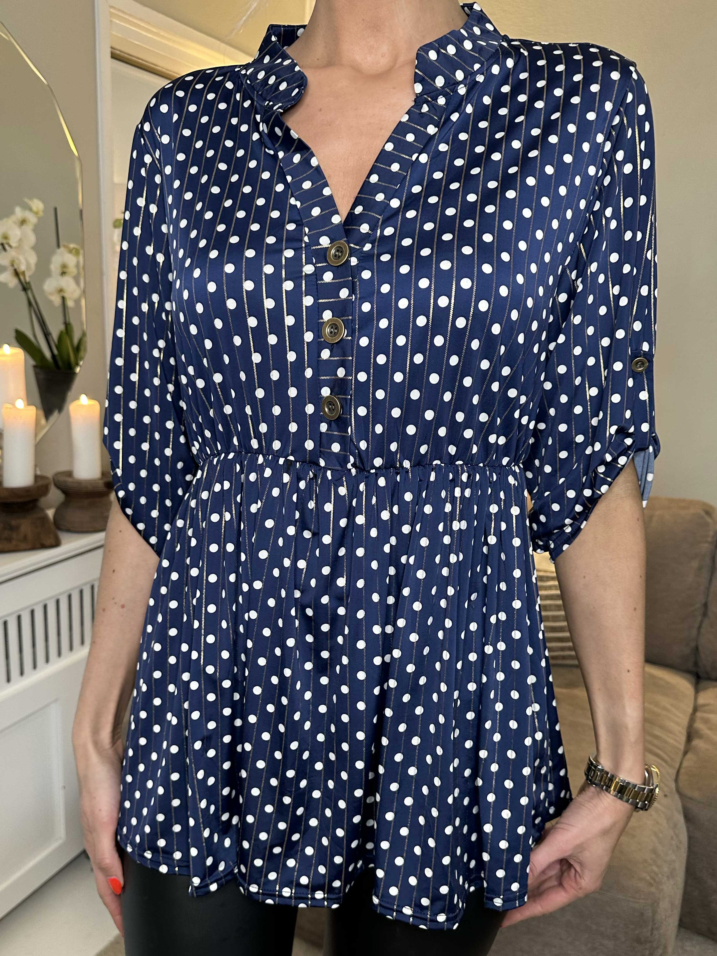 Katja Dot - Elastisk tunika med prikker og elastik i taljen