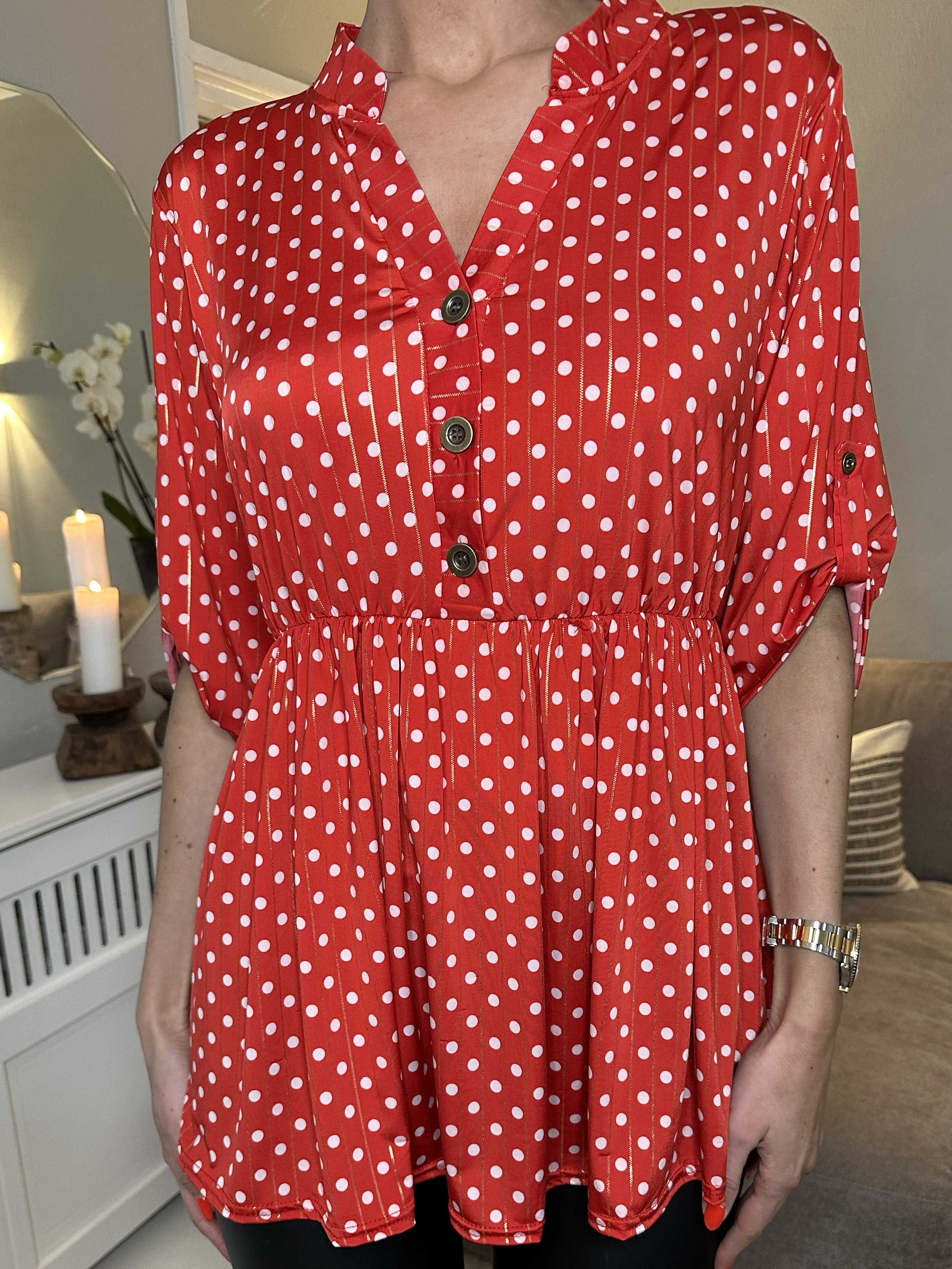 Katja Dot - Elastisk tunika med prikker og elastik i taljen