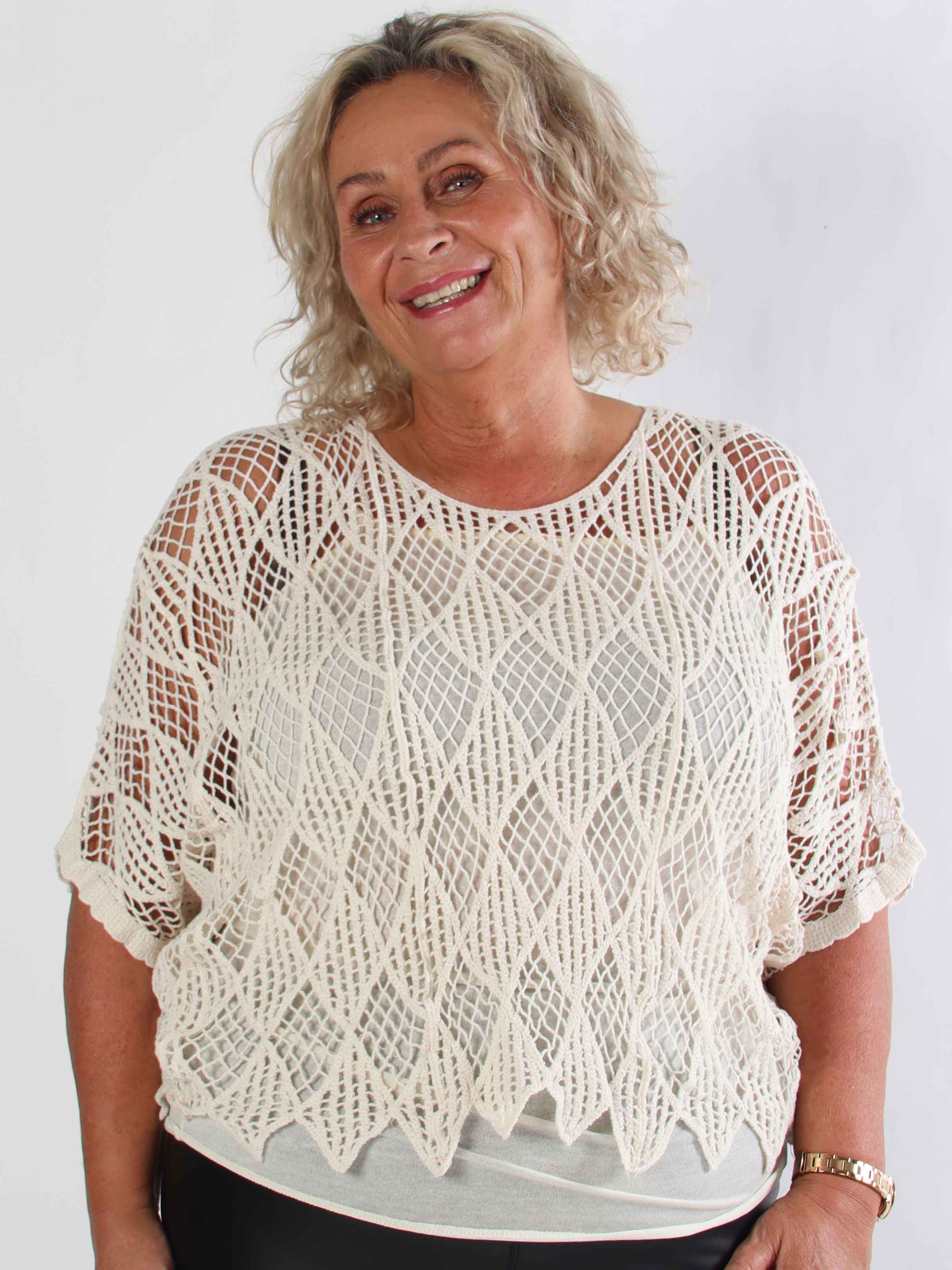 Kari - Hæklet plus size tunika med top i bomuld