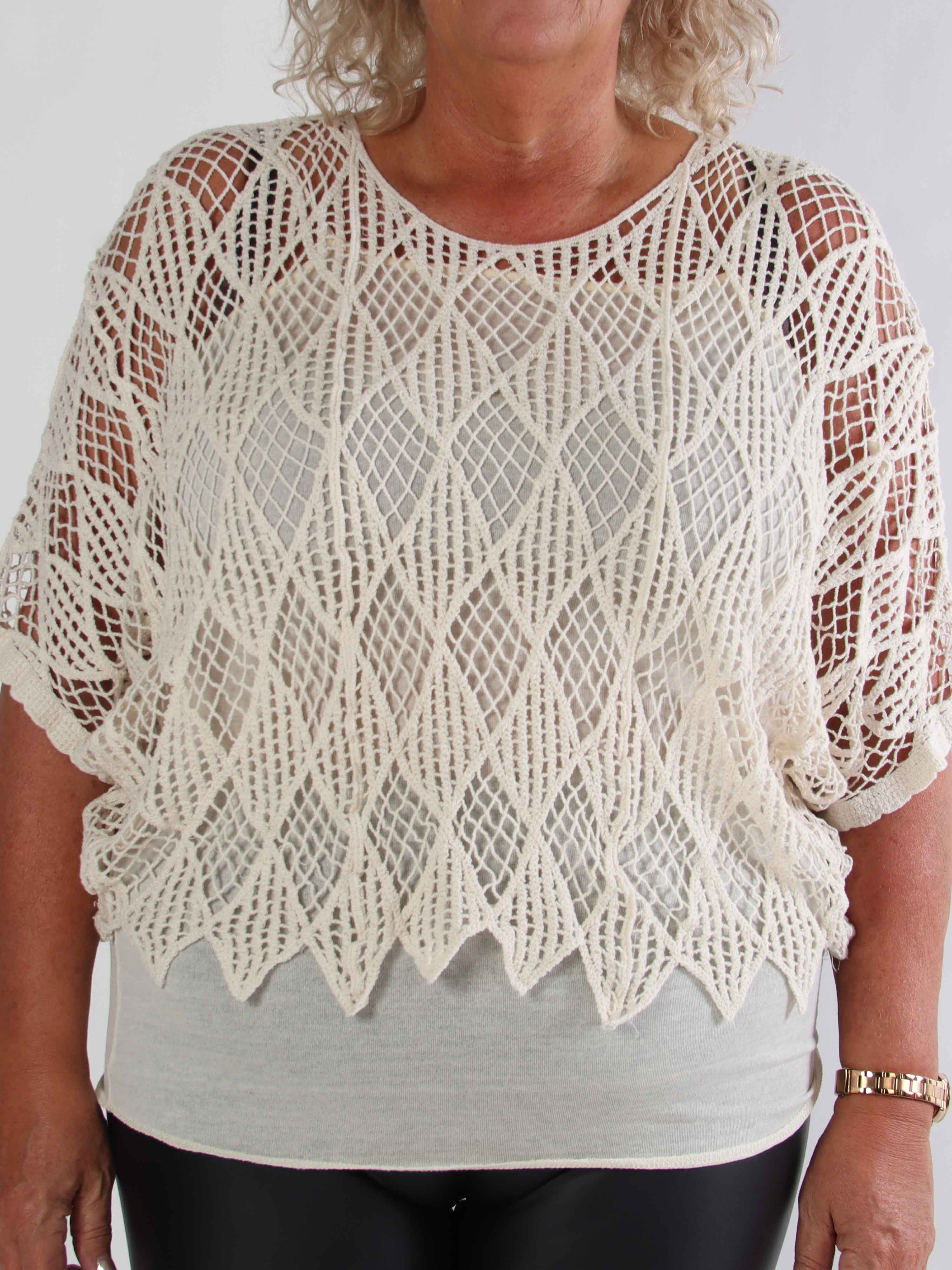 Kari - Hæklet plus size tunika med top i bomuld