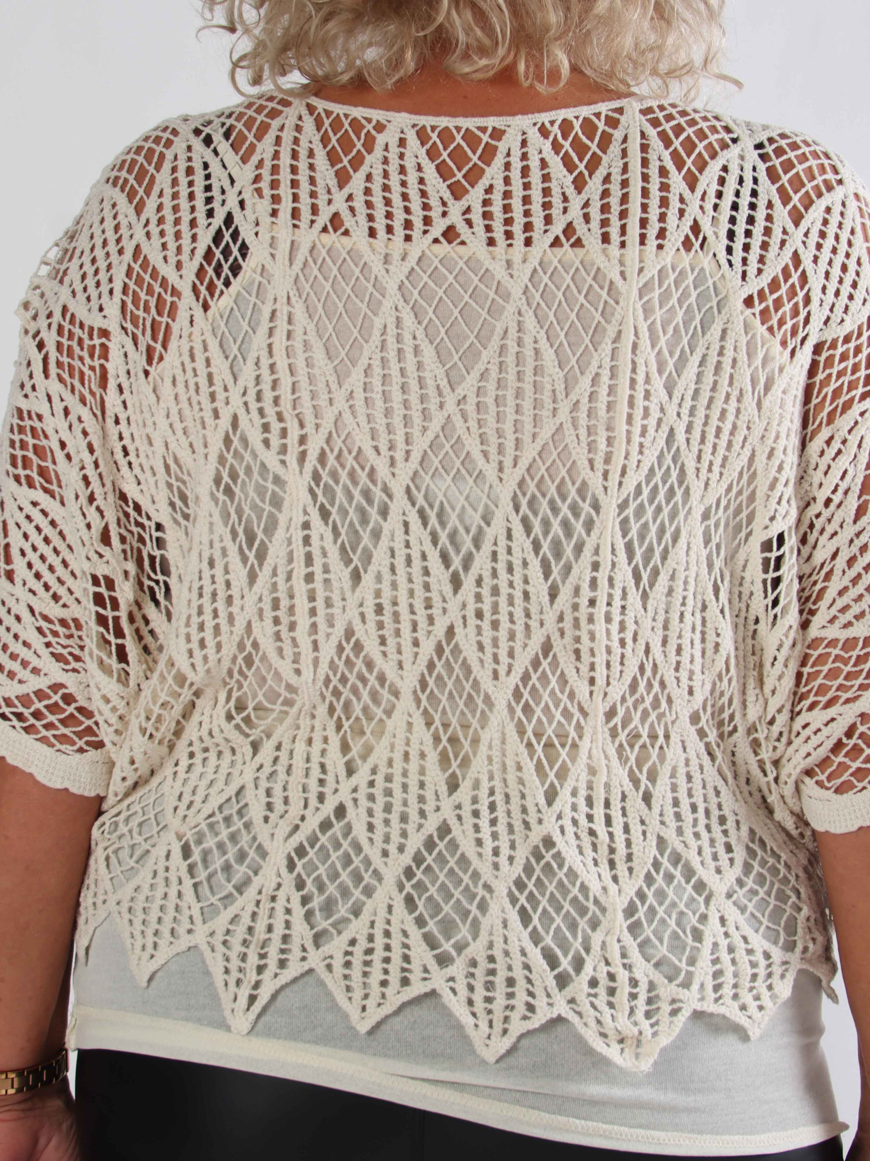 Kari - Hæklet plus size tunika med top i bomuld