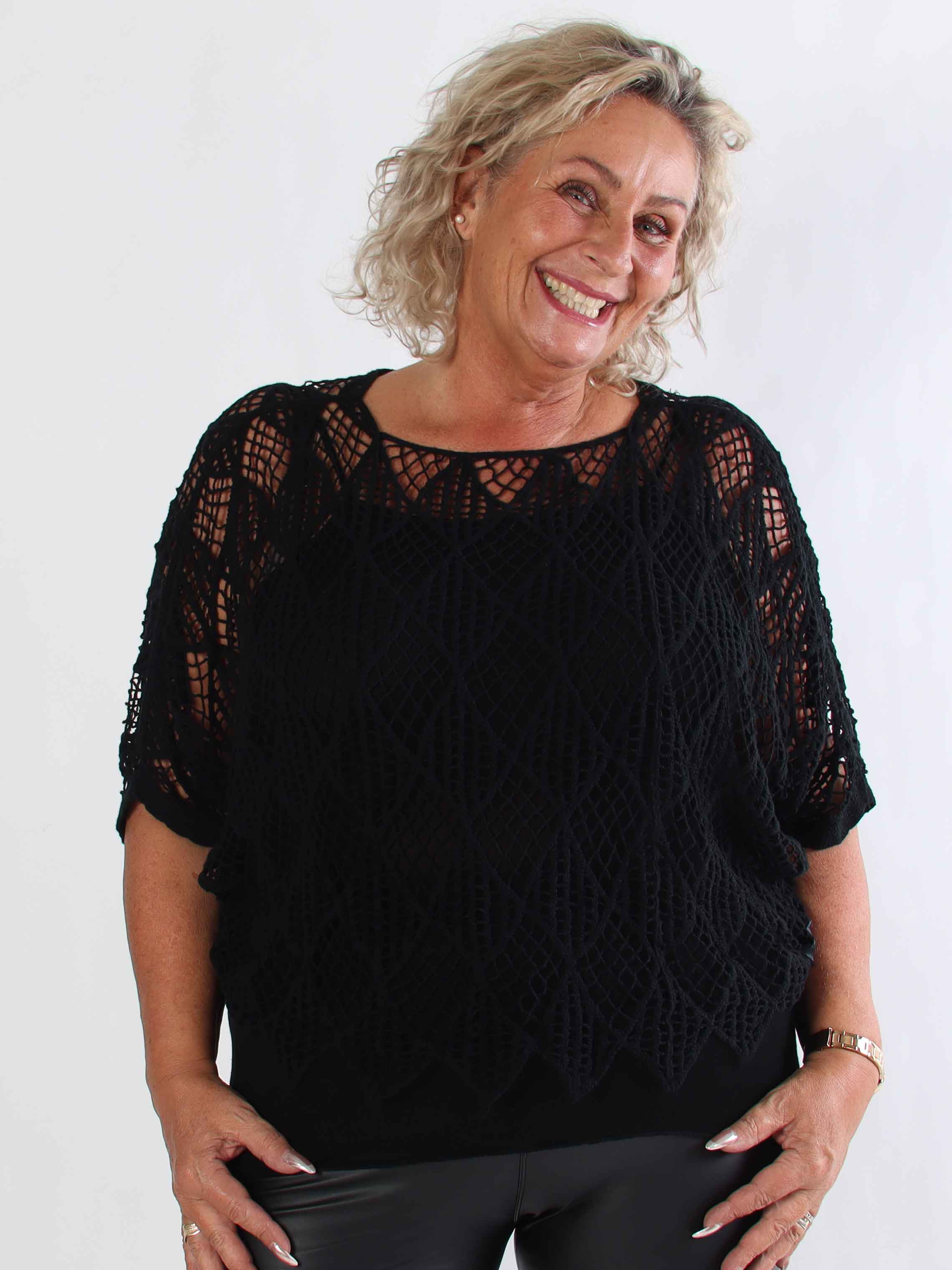 Kari - Hæklet plus size tunika med top i bomuld