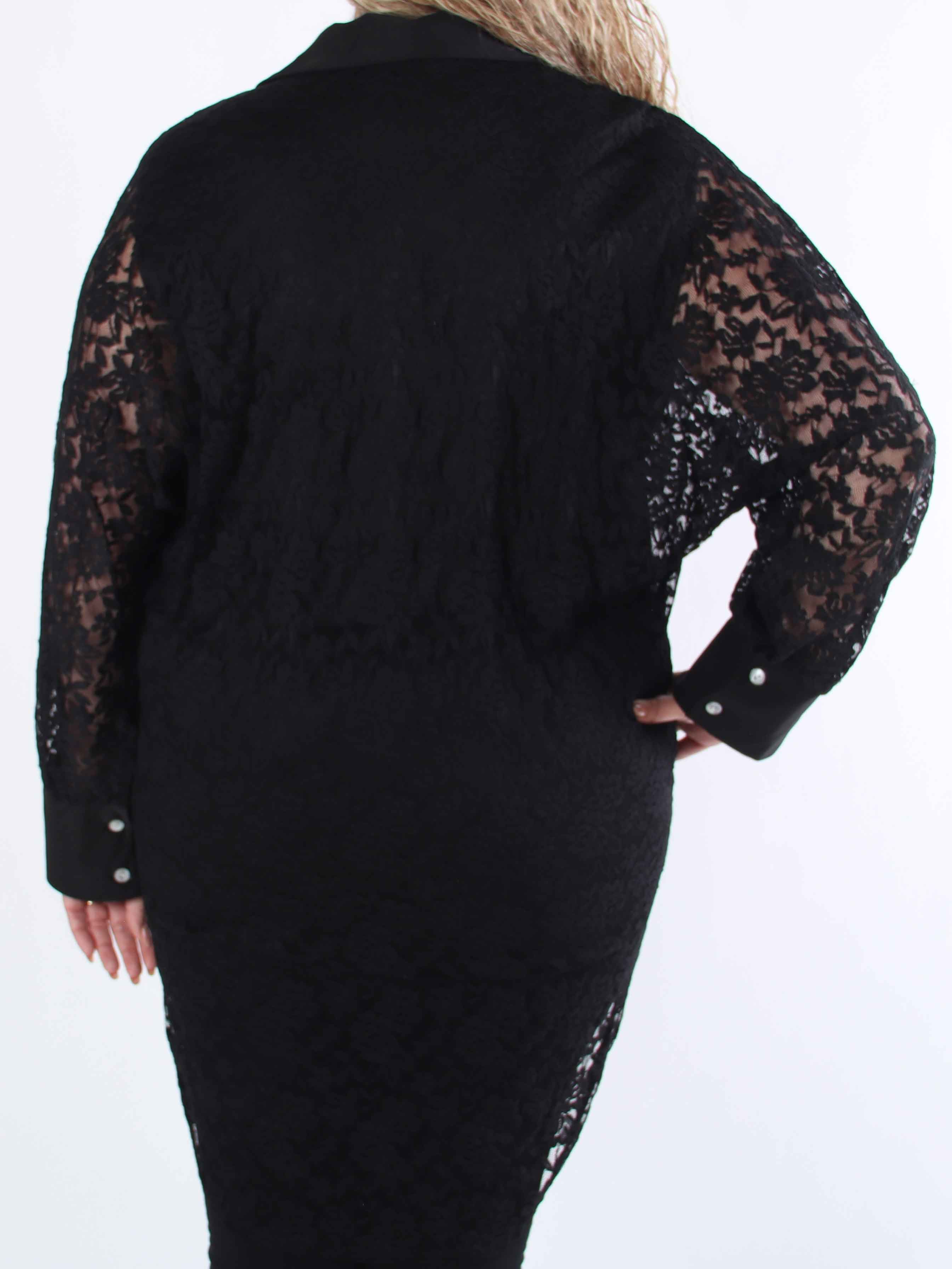 Katherine - Sød plus size skjorte i blonder