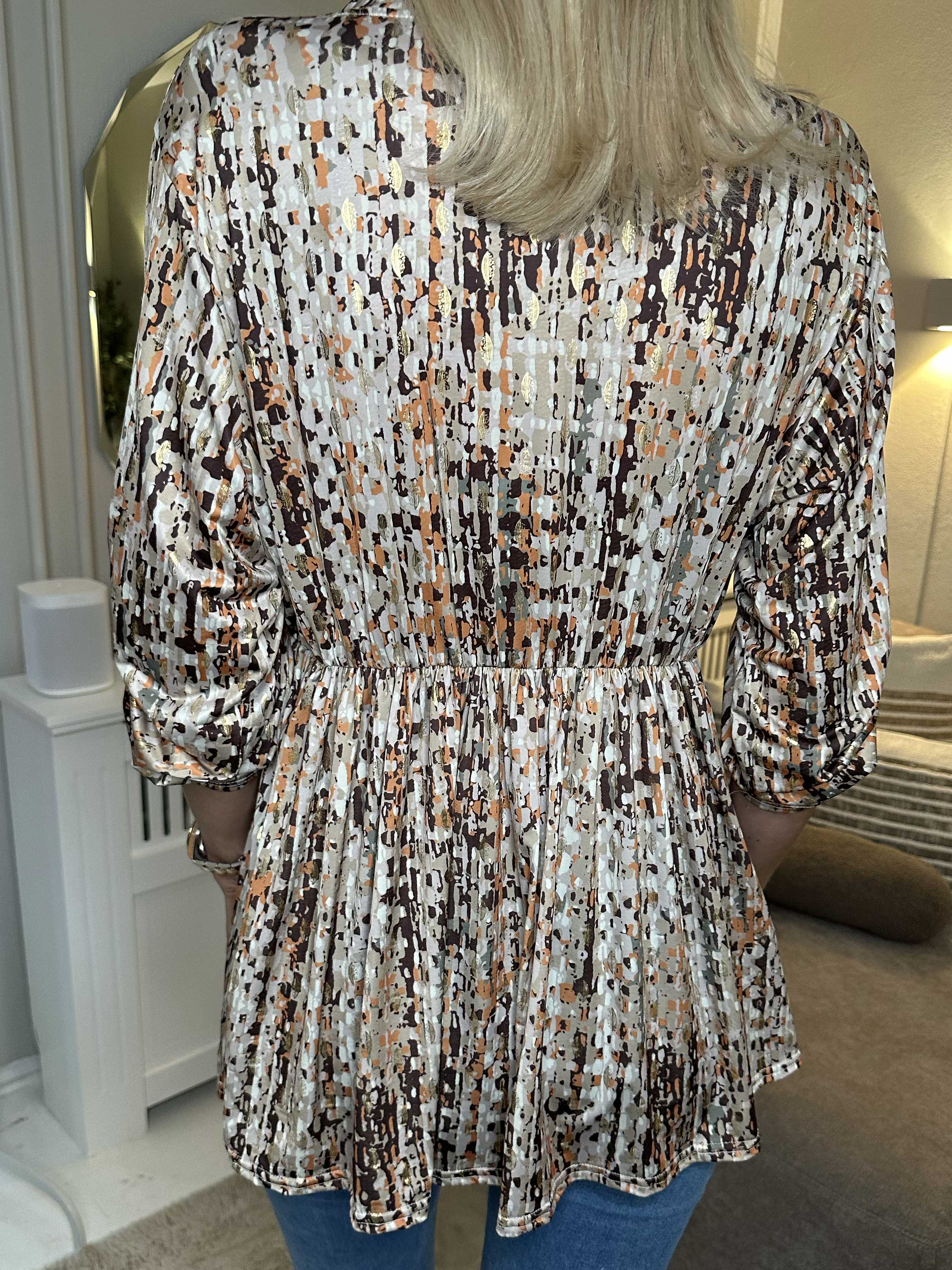 Katja Pattern - Elastisk mønstret tunika med elastik i taljen