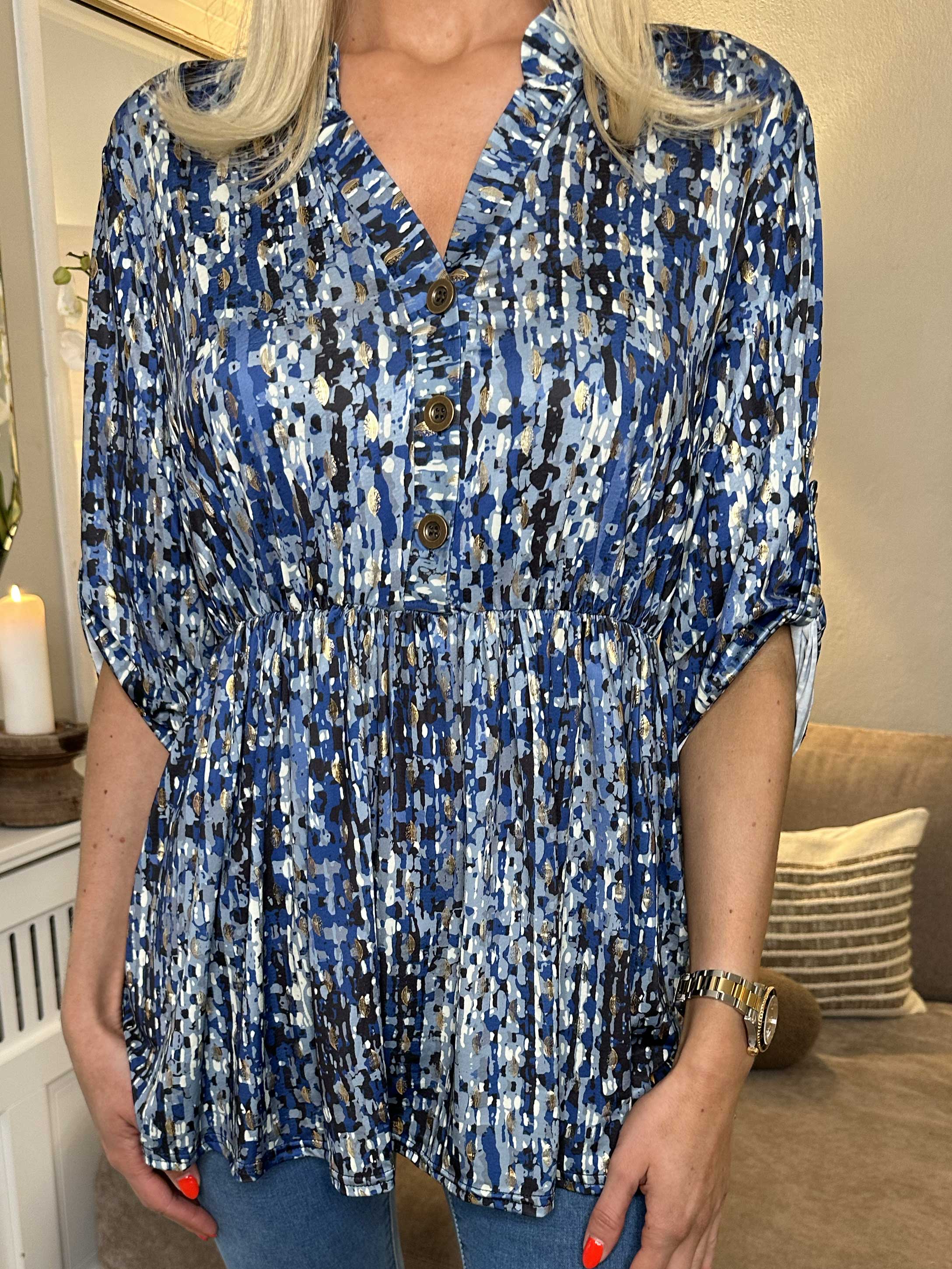 Katja Pattern - Elastisk mønstret tunika med elastik i taljen