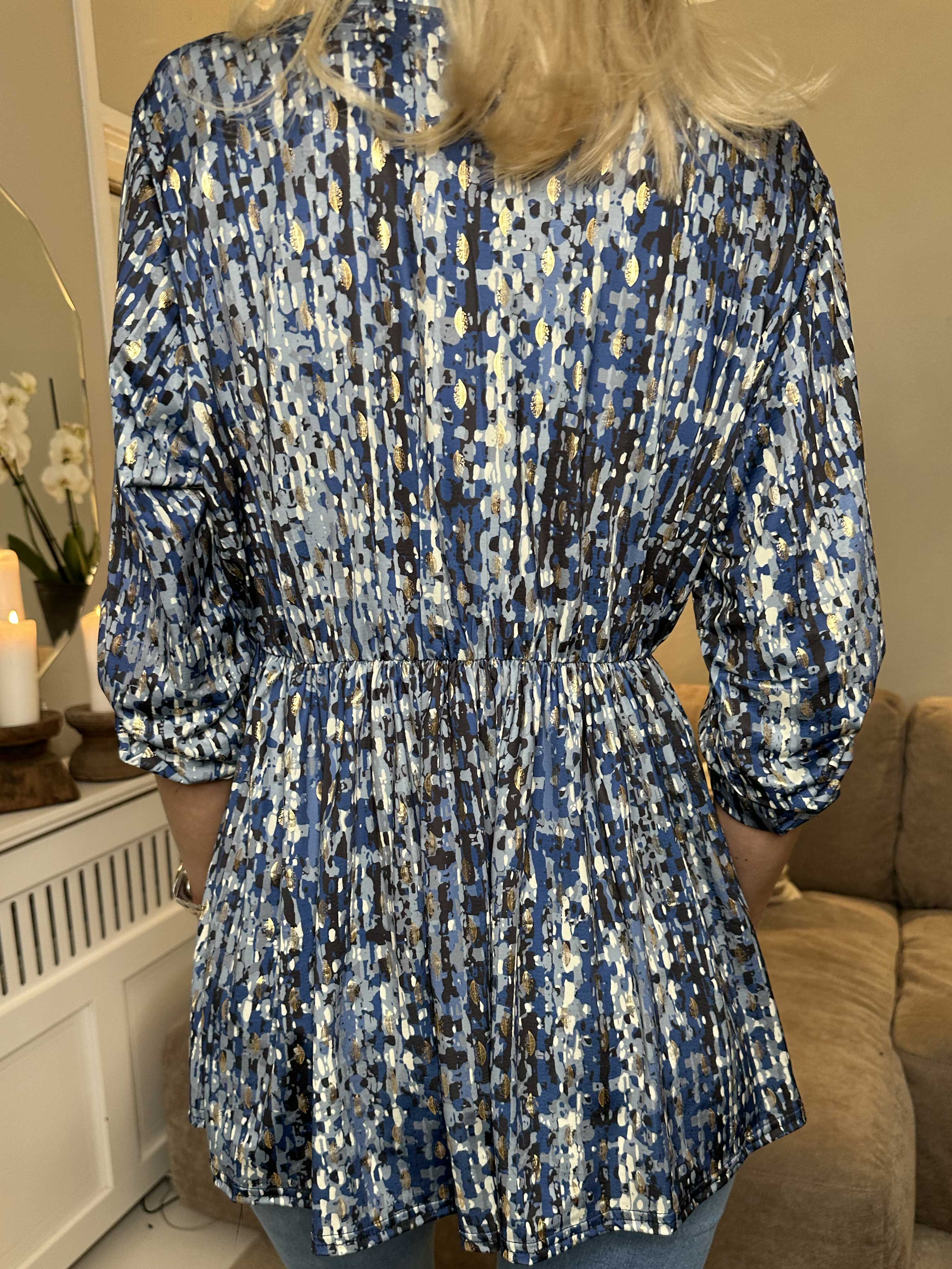 Katja Pattern - Elastisk mønstret tunika med elastik i taljen