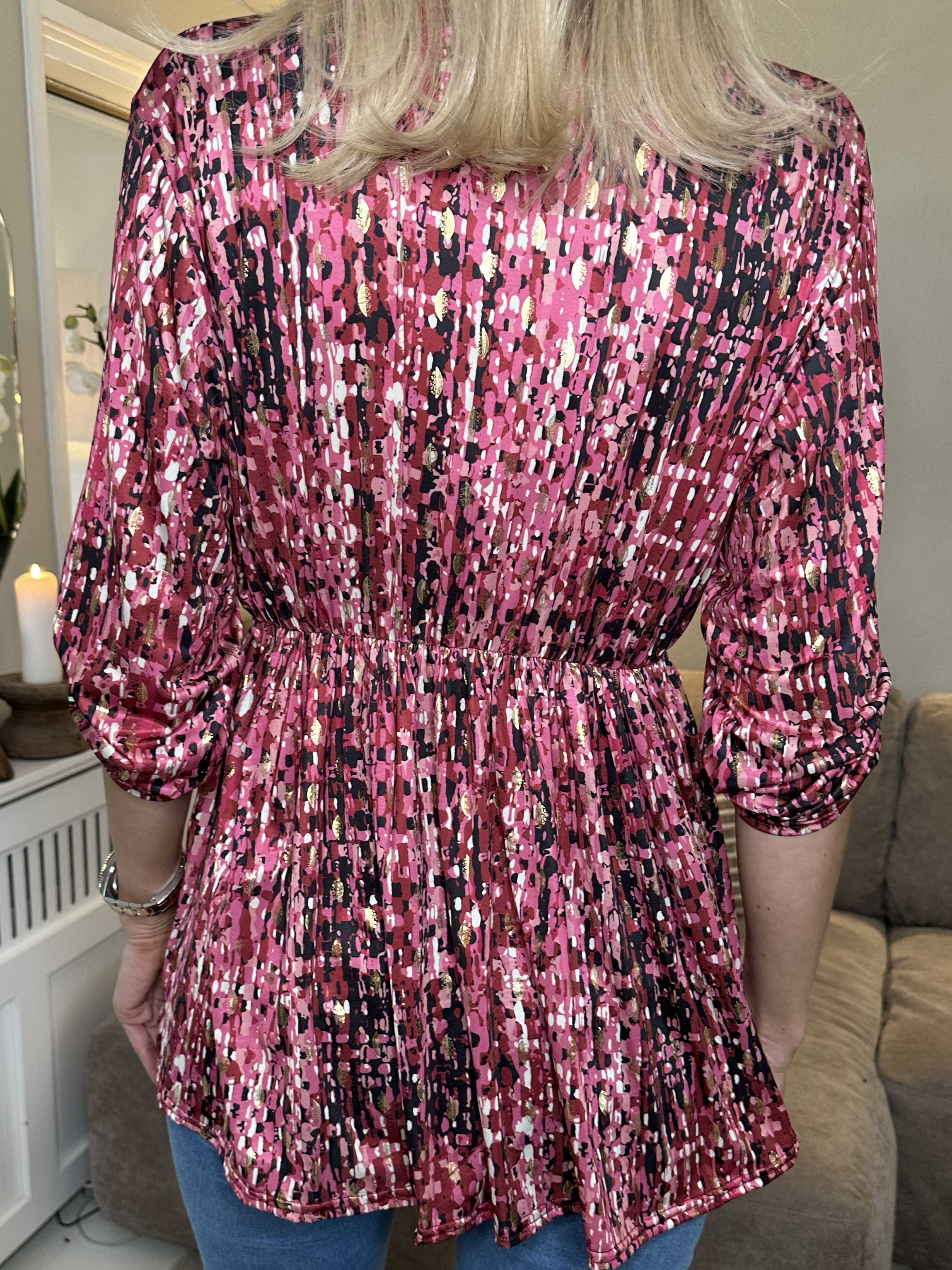 Katja Pattern - Elastisk mønstret tunika med elastik i taljen