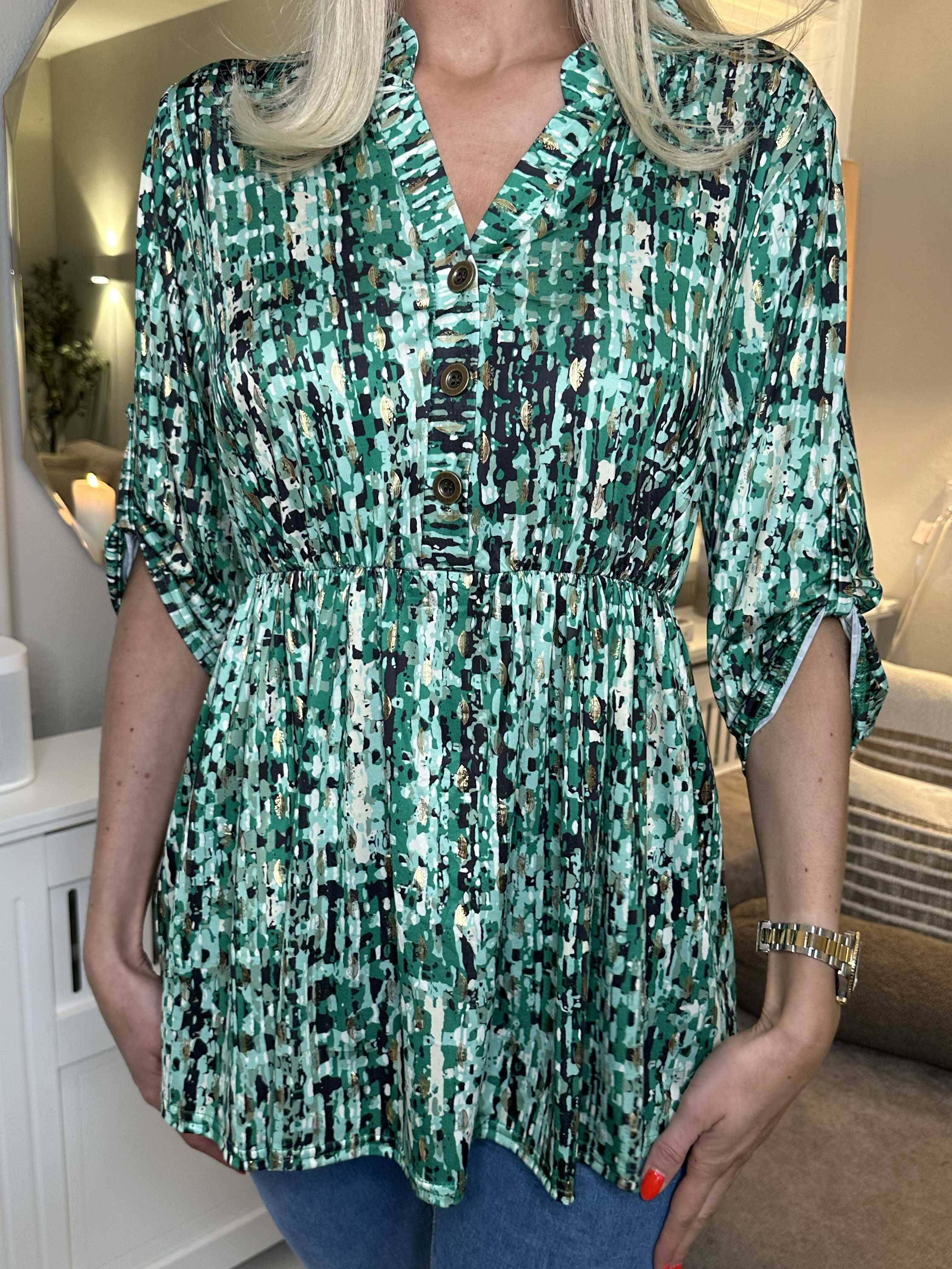 Katja Pattern - Elastisk mønstret tunika med elastik i taljen