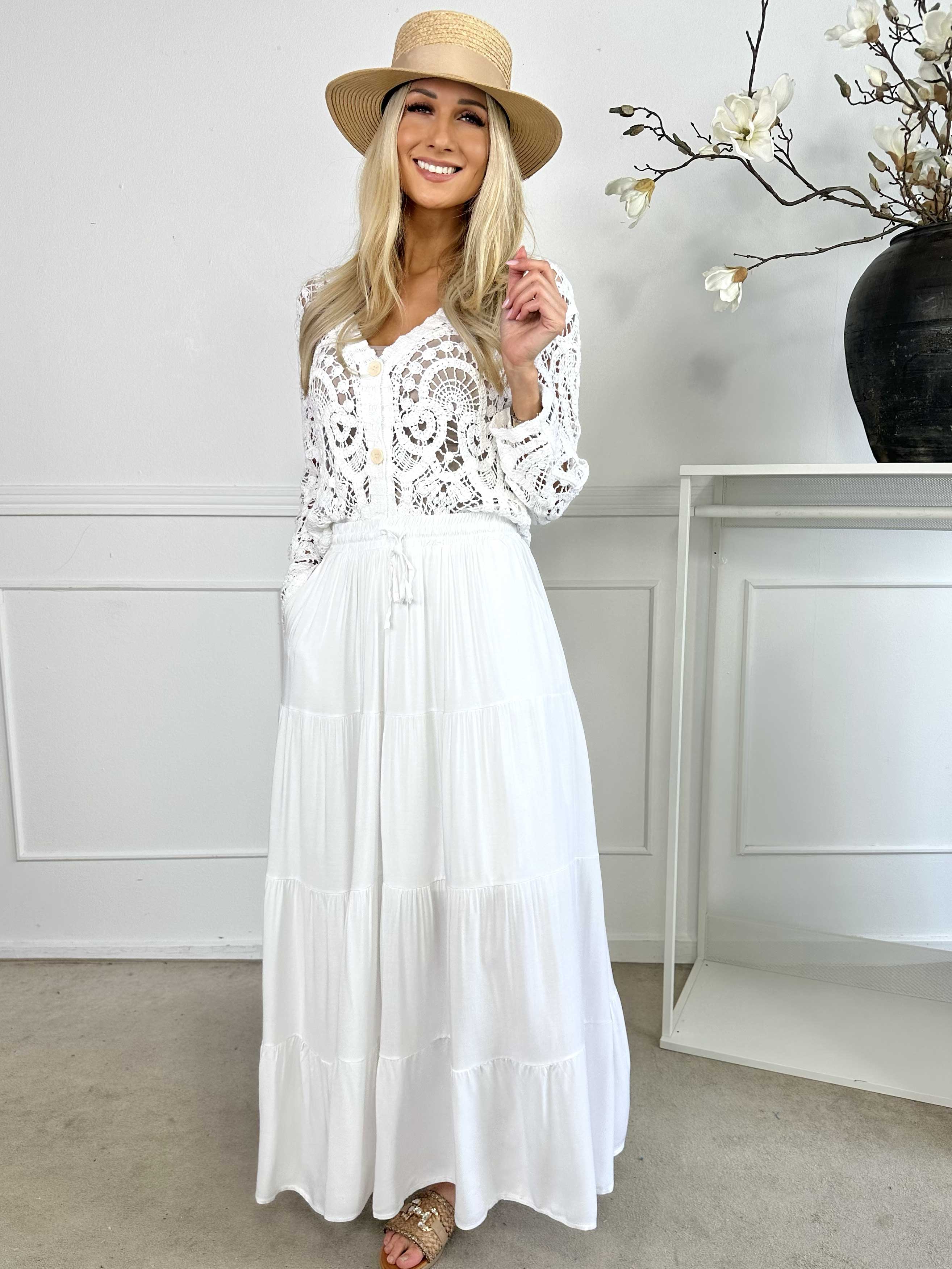 Kayla - Nederdel i viskose med lag på lag look