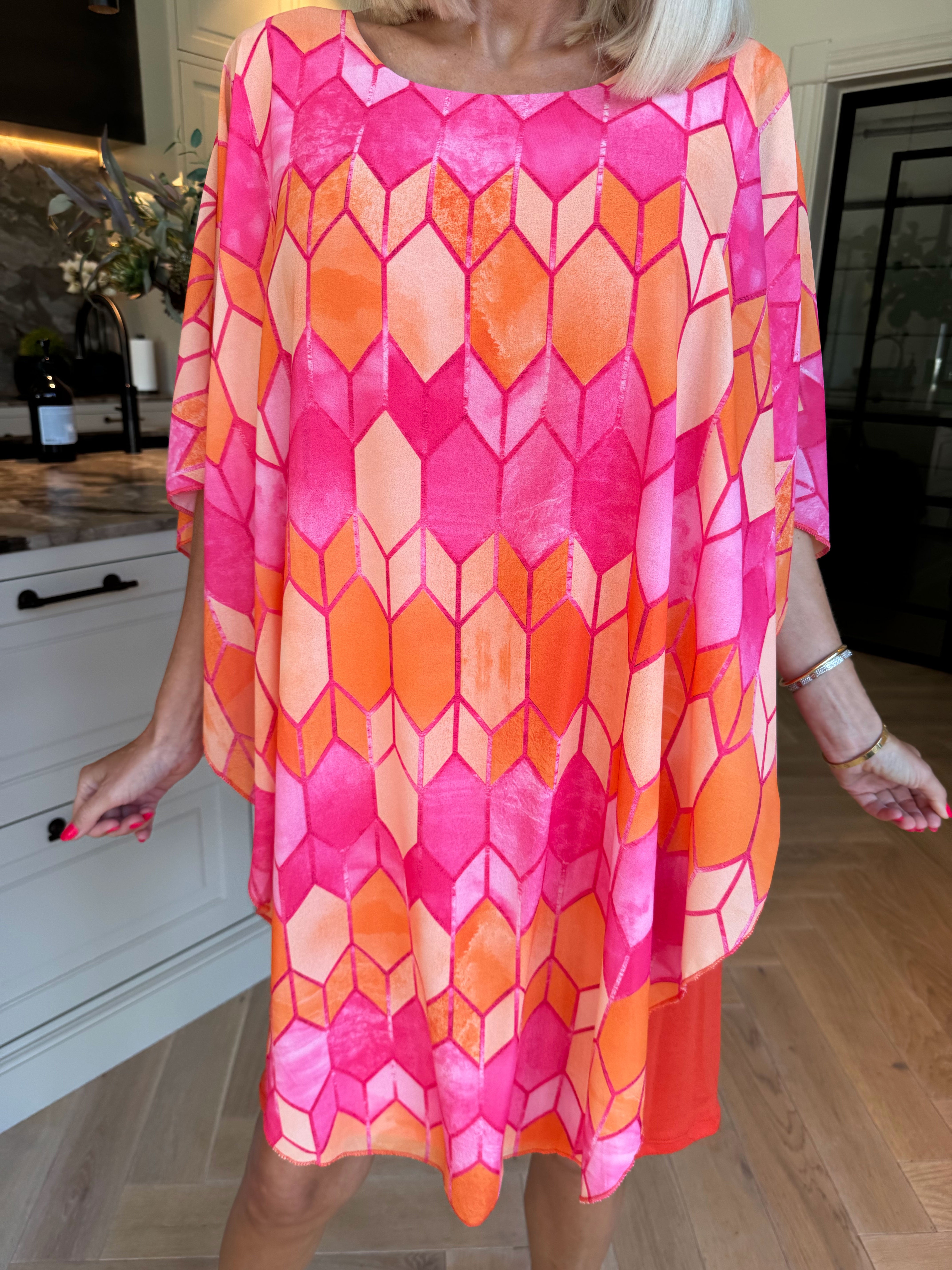 Kenya Pattern - Kjole med et let mønstret chiffonstykke