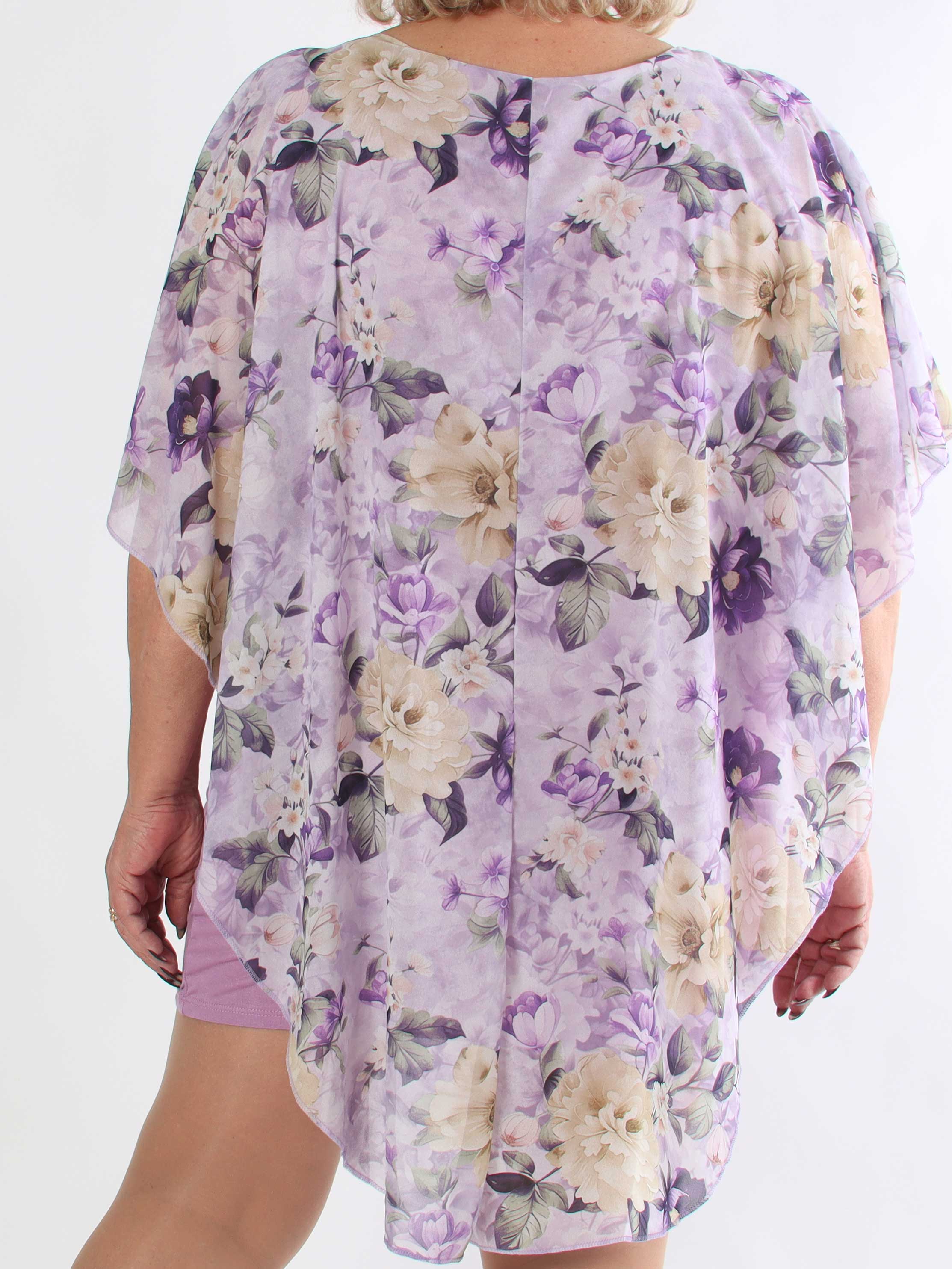 Kenya Flower - Plus size kjole med et let chiffonstykke