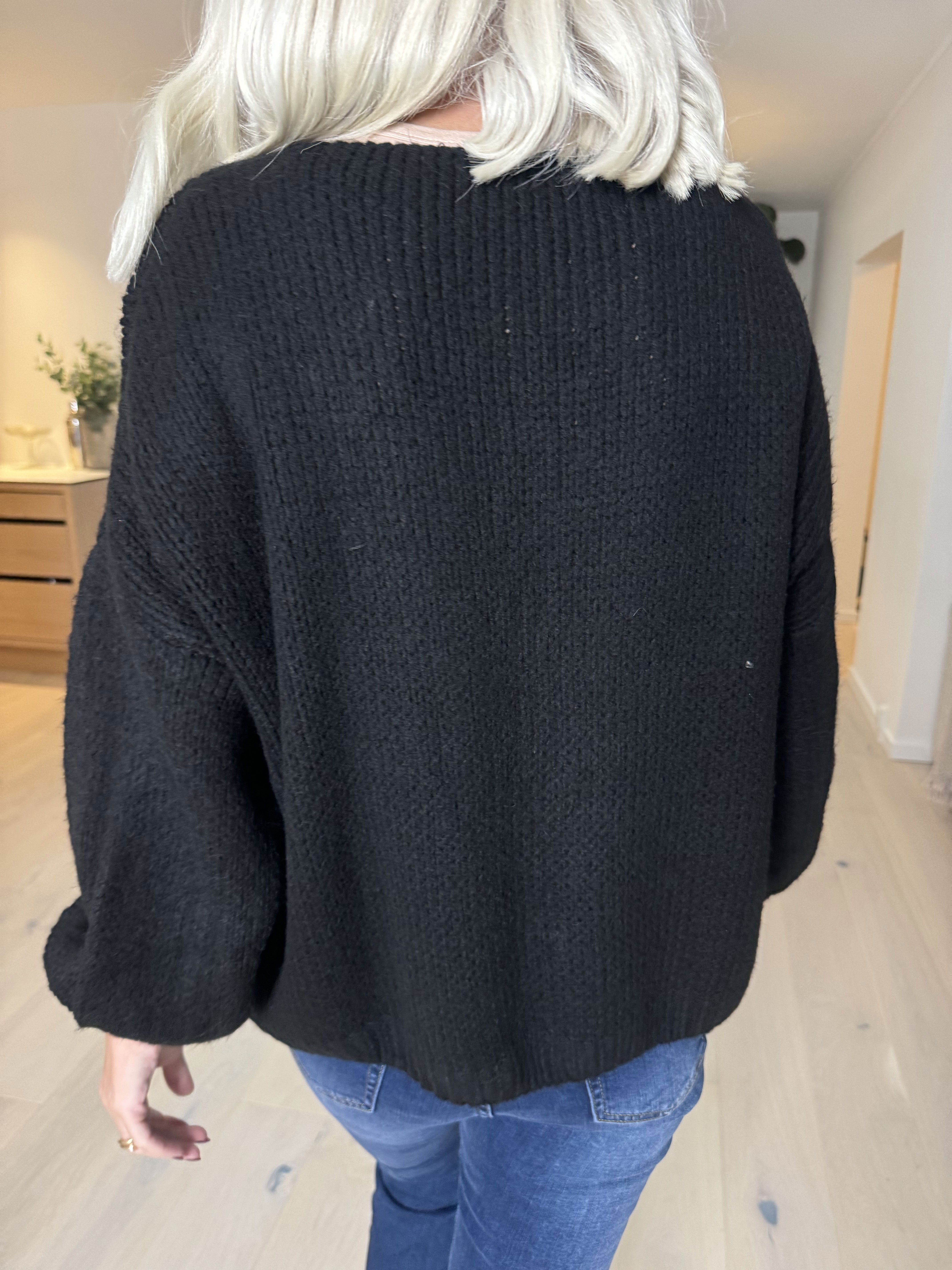 Kimberly - Sød tyk strikcardigan med sløjfer