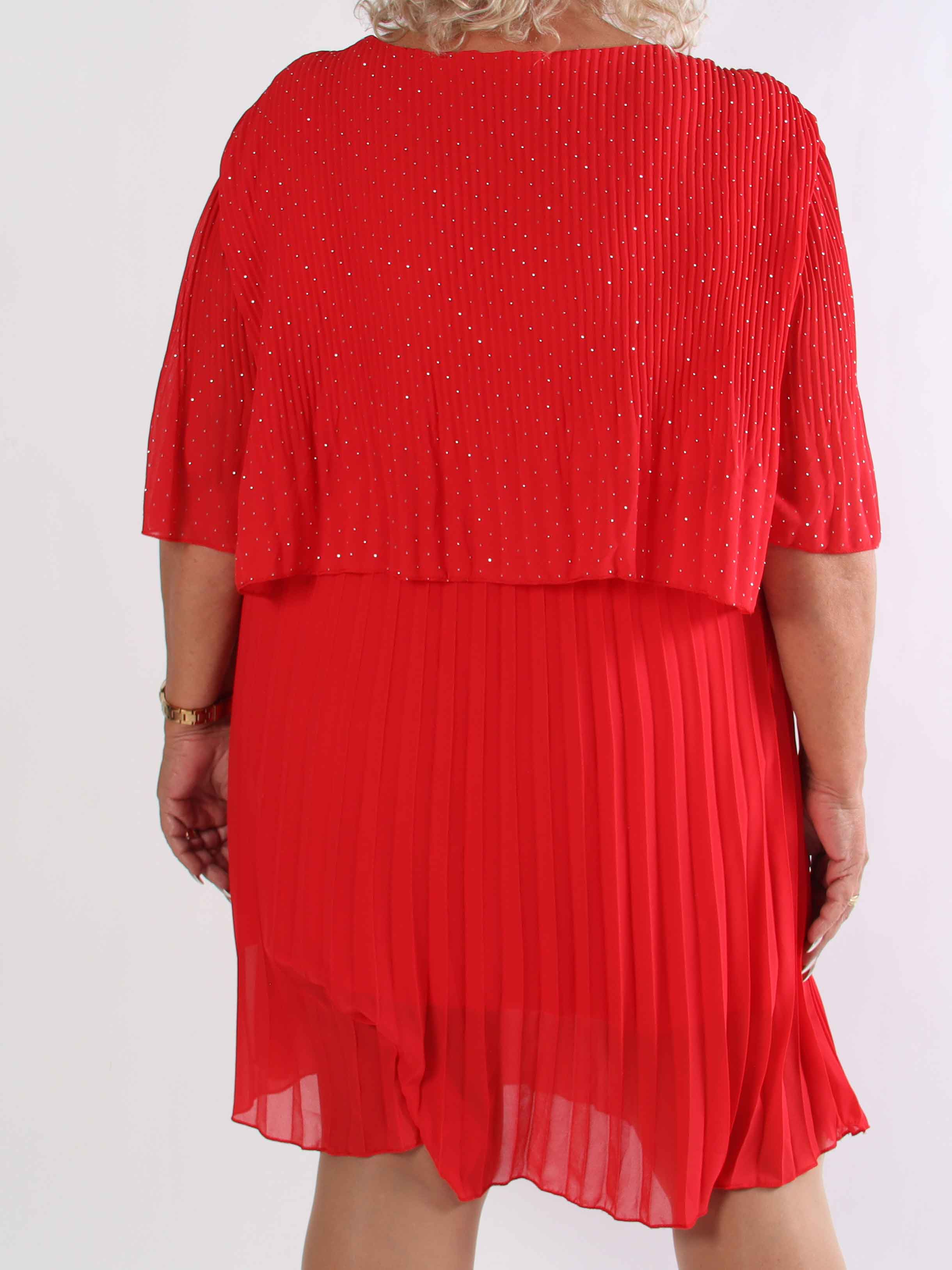 Kristina Crystal - Plisseret plus size kjole med similisten og flæselag