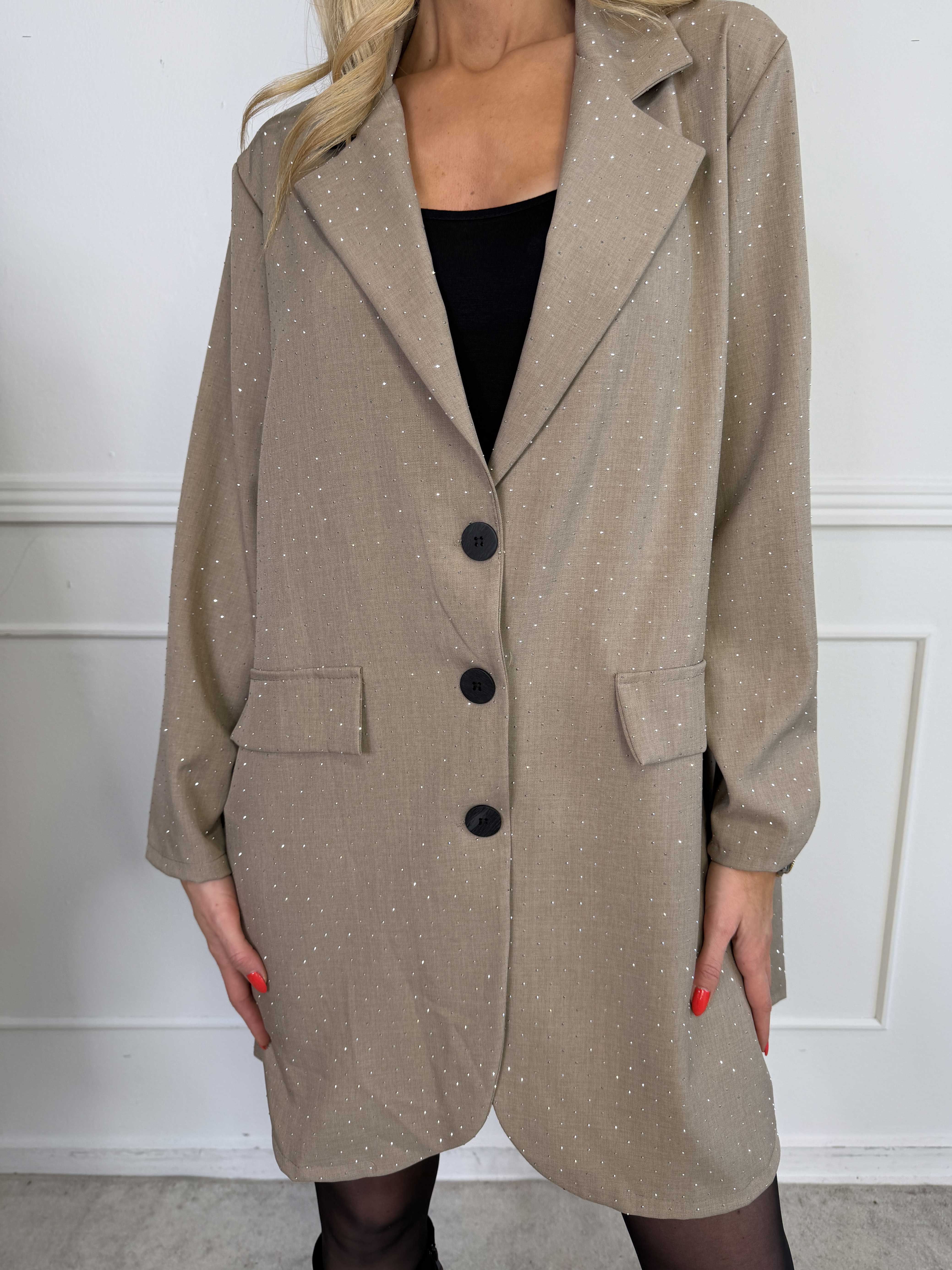 Lanthe long - Lang plus size blazer med similisten