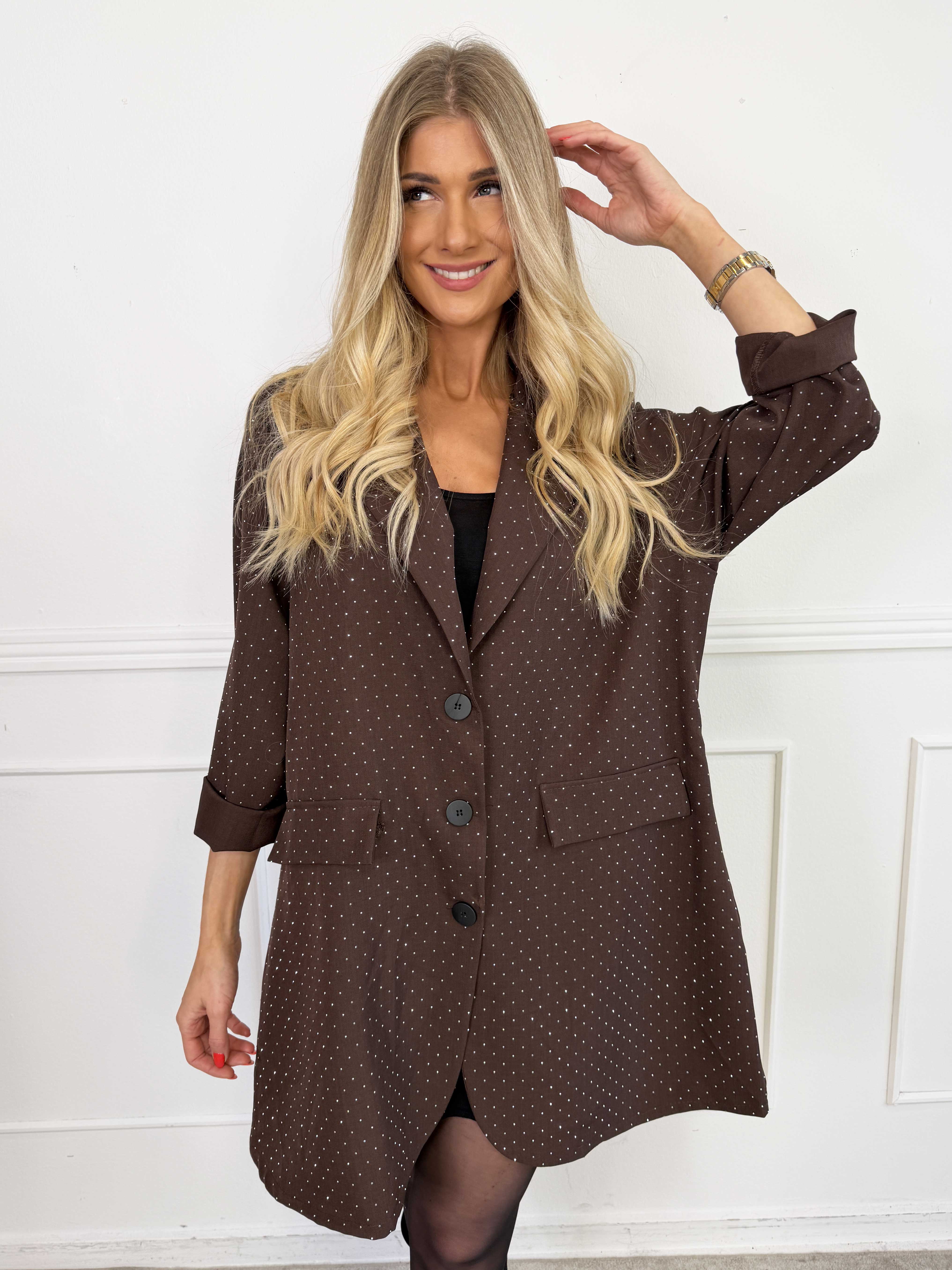 Lanthe long - Lang plus size blazer med similisten