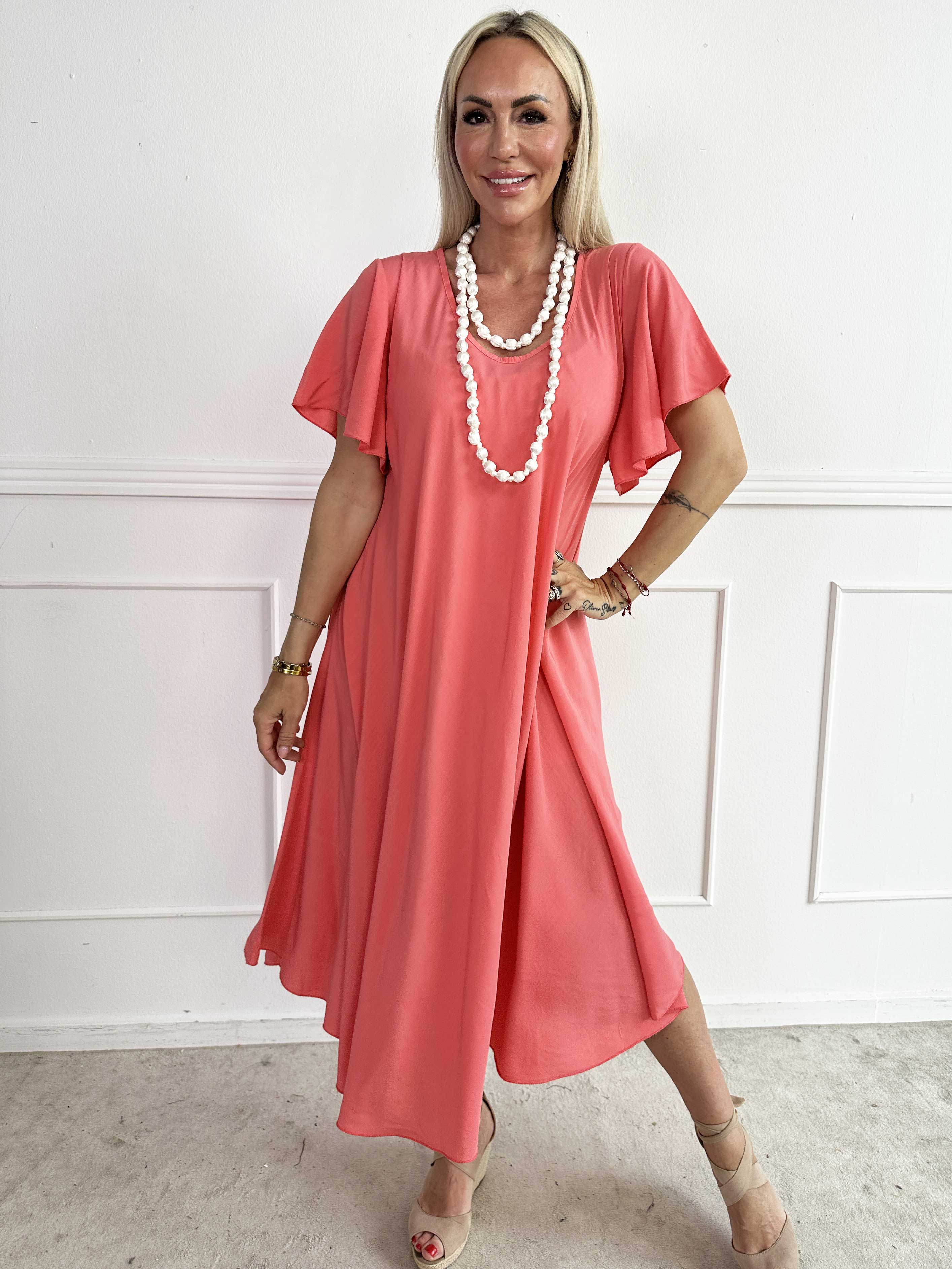 Laneira - Lang kjole i viskose og a-facon