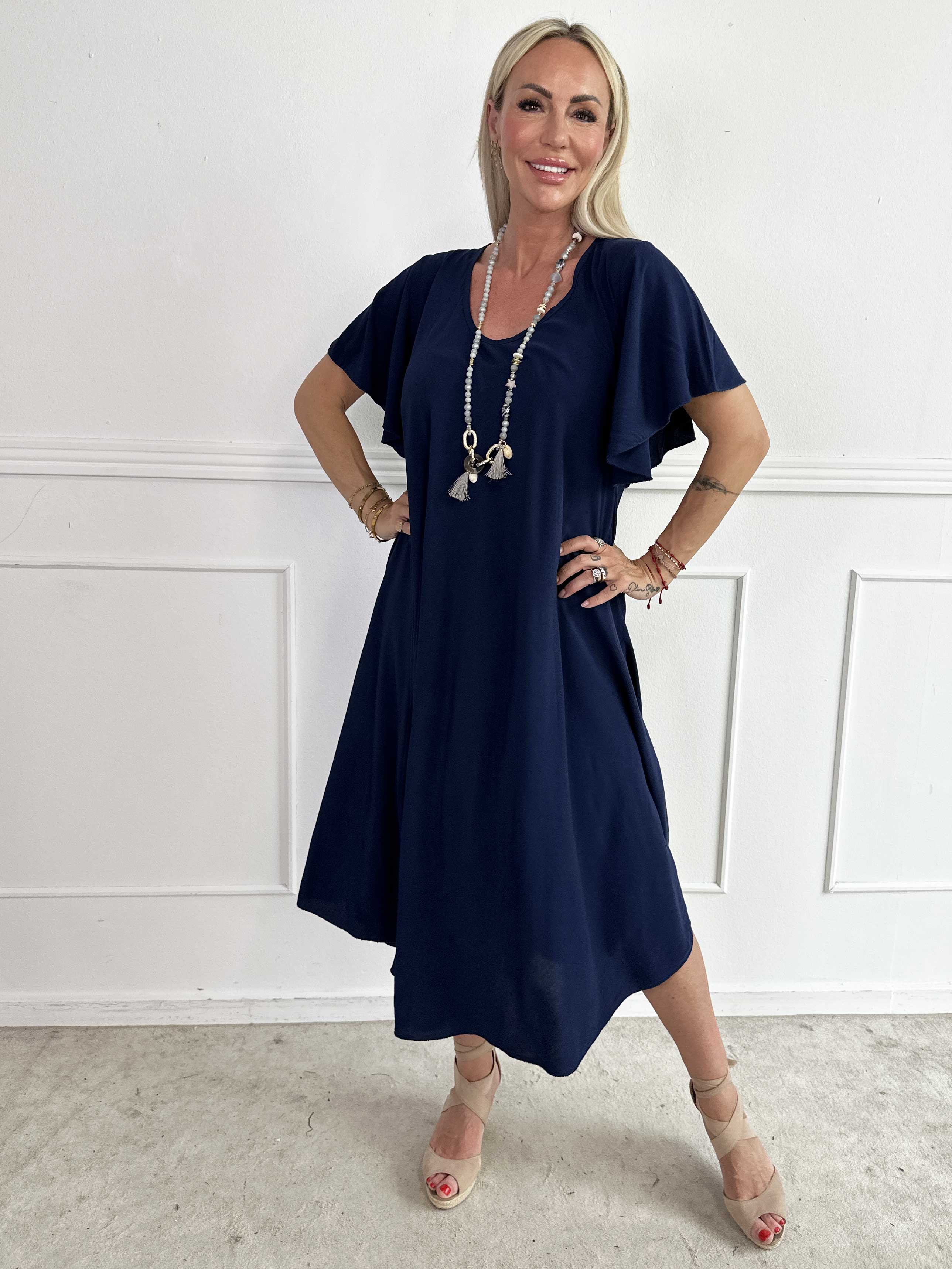 Laneira - Lang kjole i viskose og a-facon