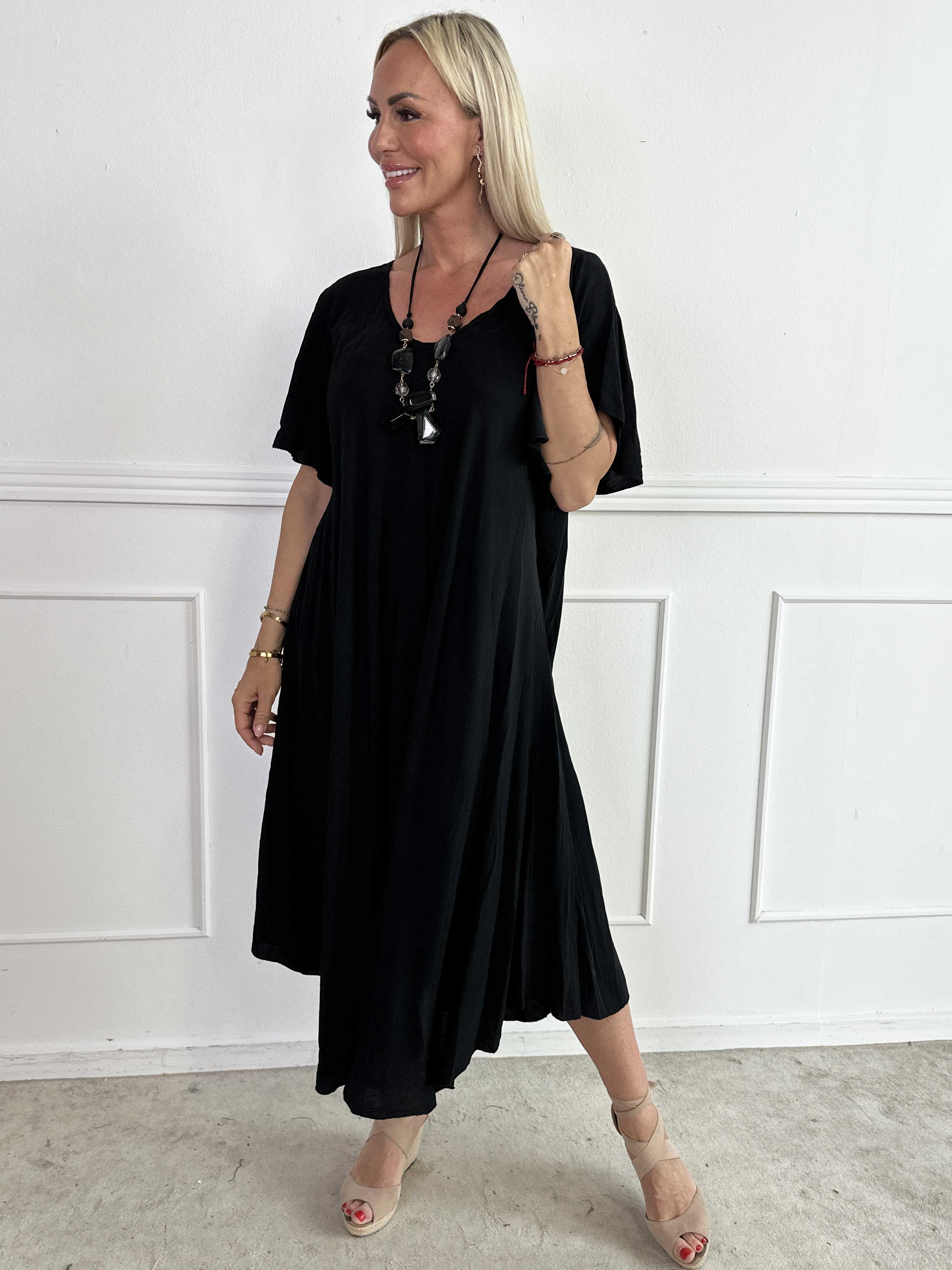 Laneira - Lang kjole i viskose og a-facon