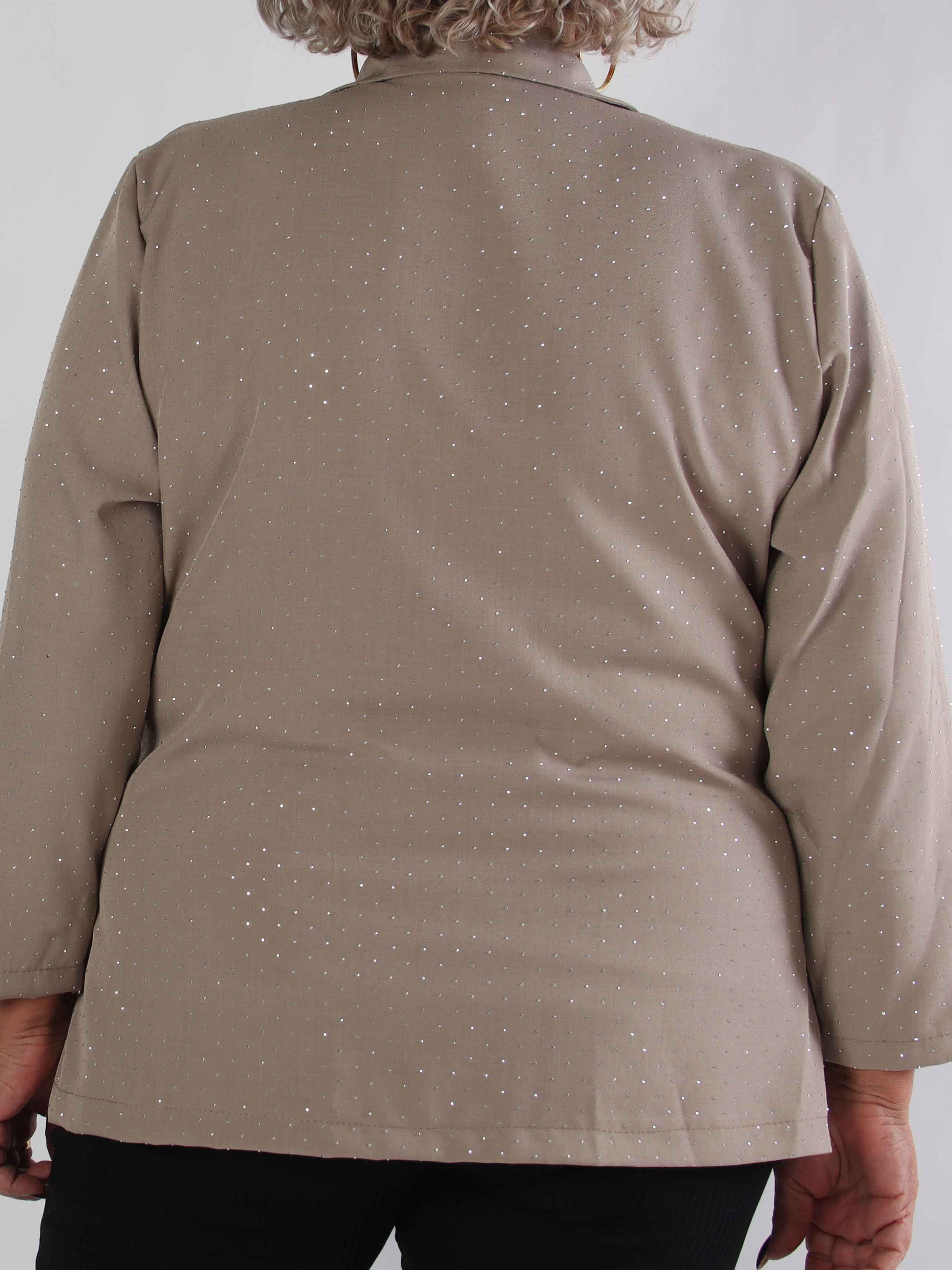 Lanthe - Plus size blazer med glitrende similisten