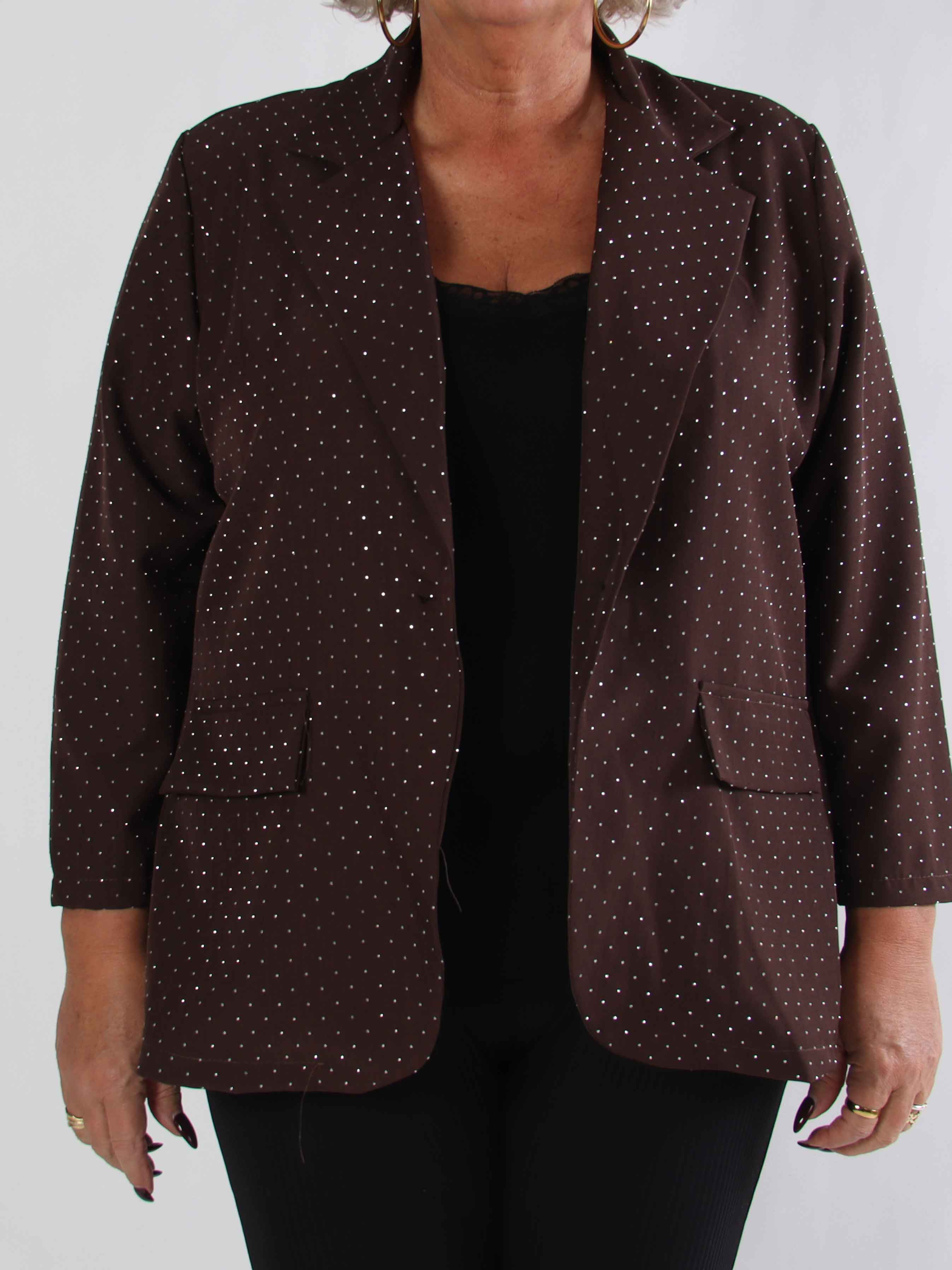 Lanthe - Plus size blazer med glitrende similisten
