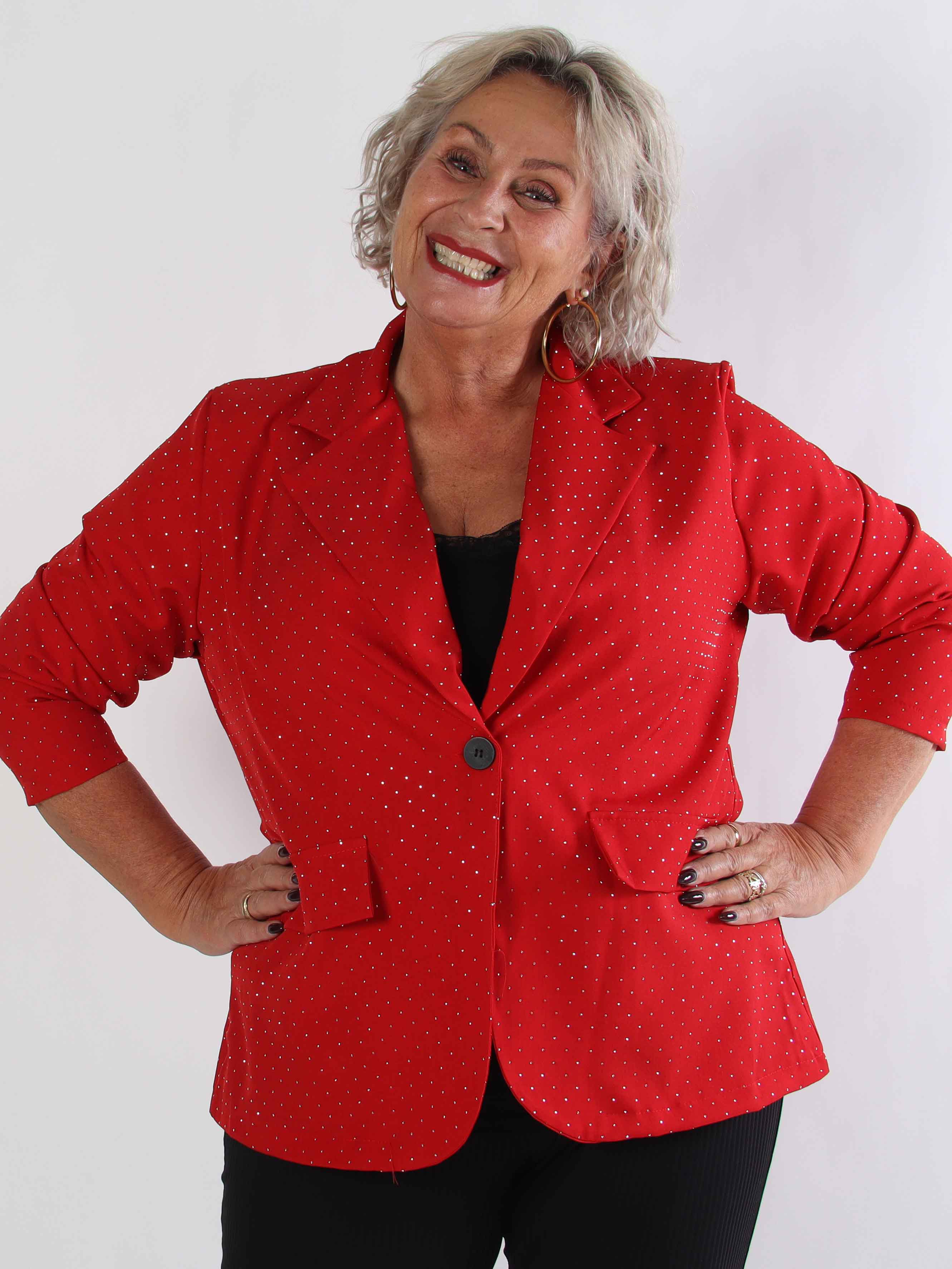 Lanthe - Plus size blazer med glitrende similisten