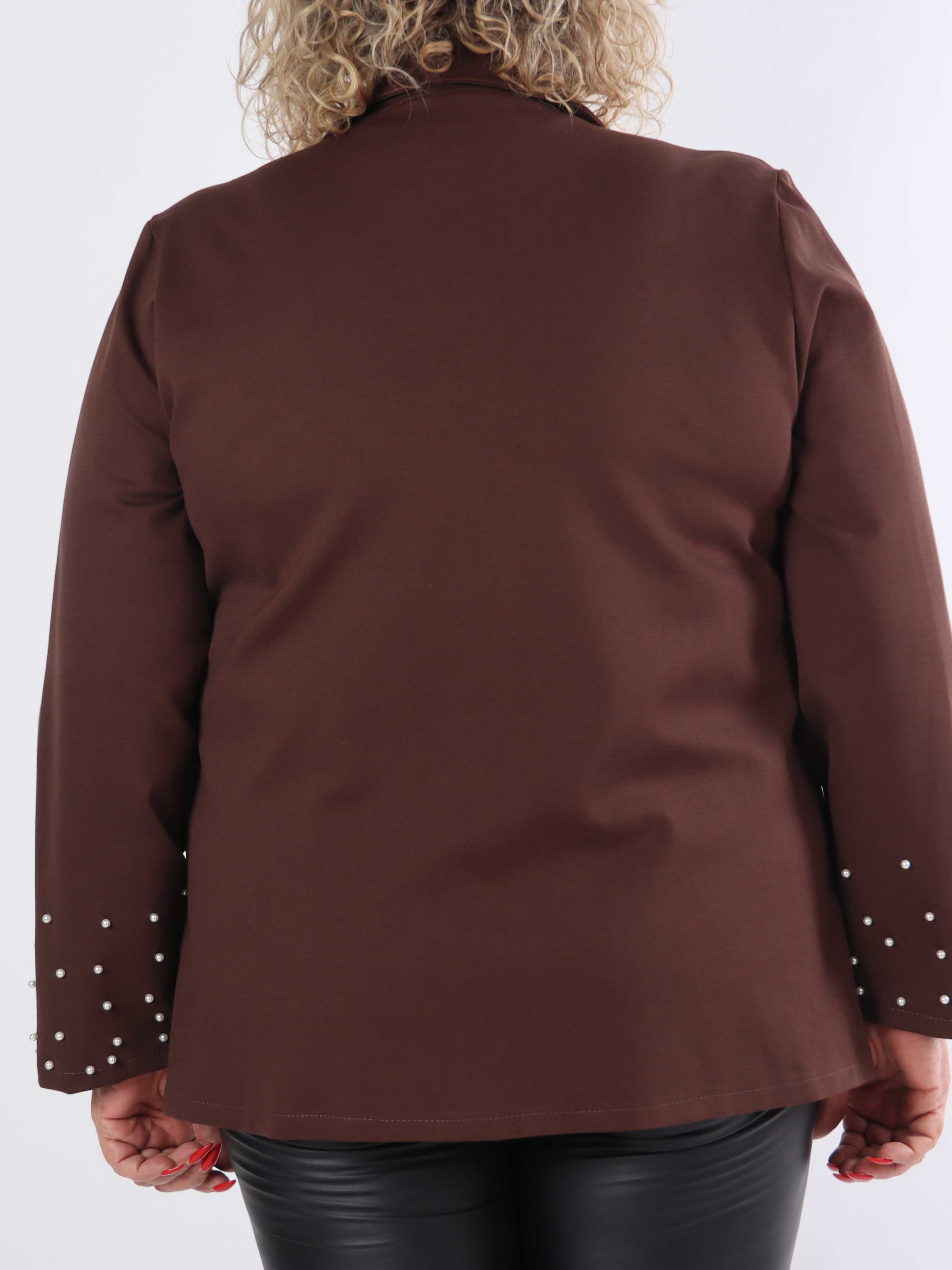 Larissa - Plus size blazer med hvide perler