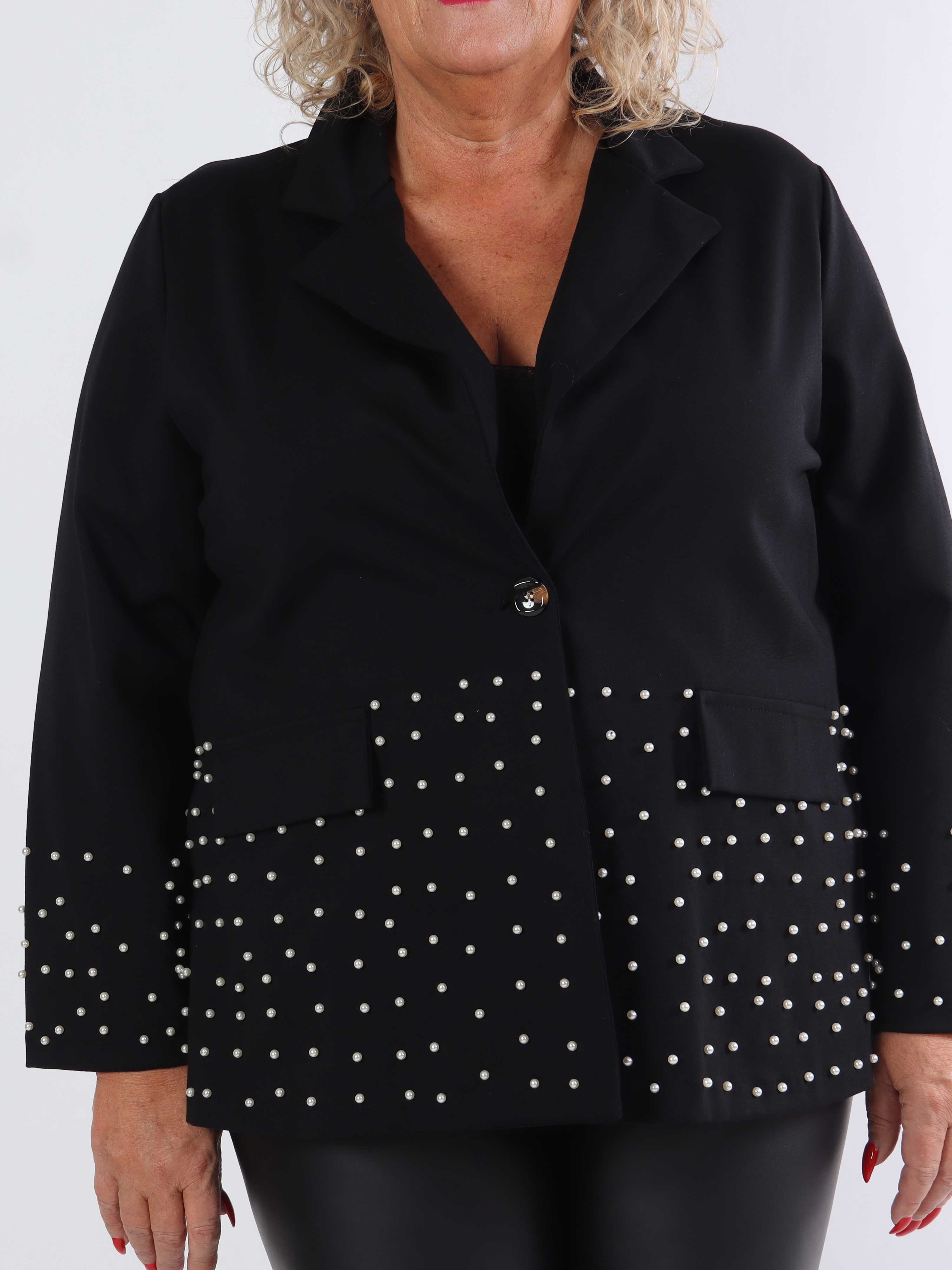 Larissa - Plus size blazer med hvide perler