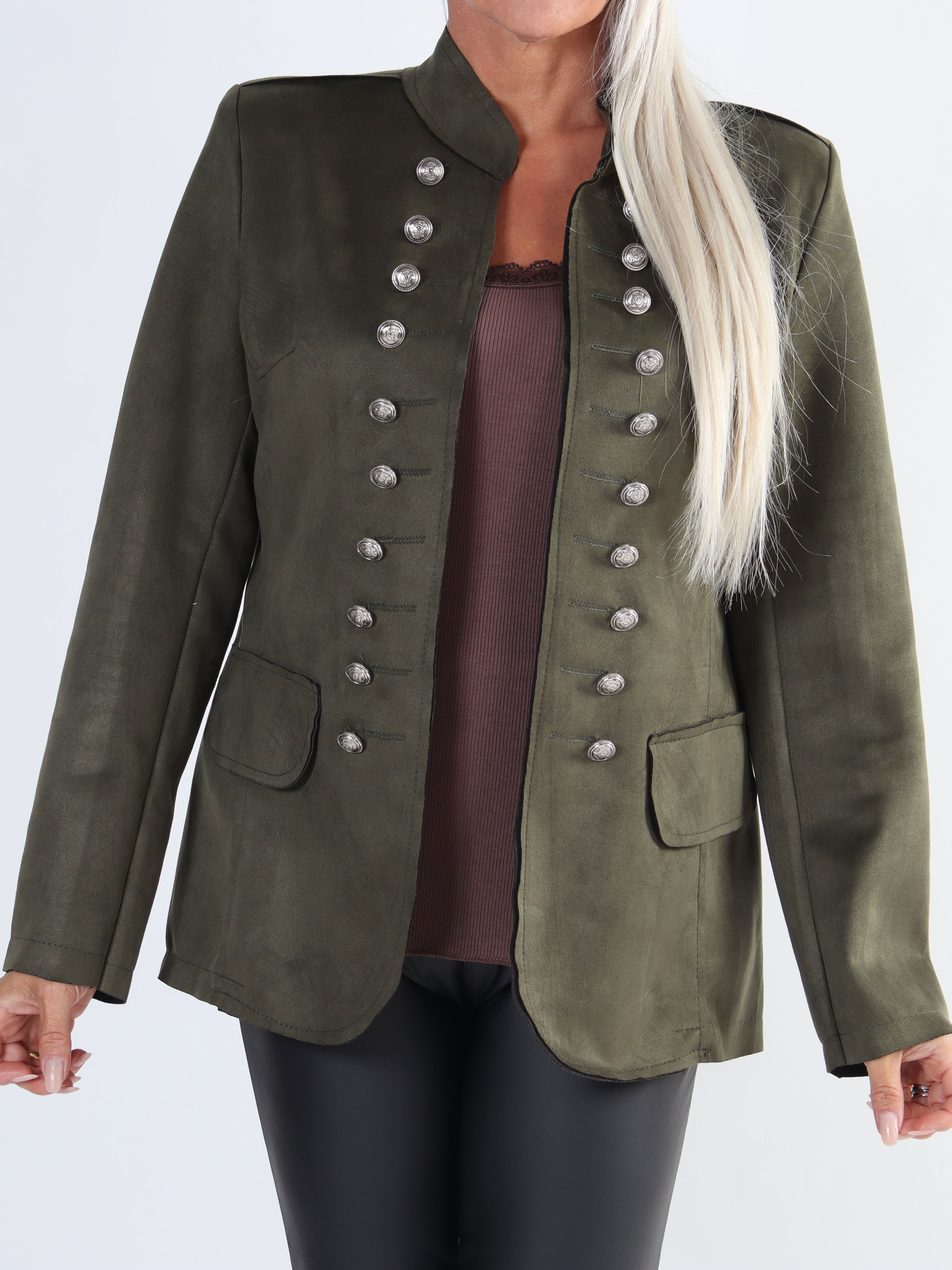 Larissa - Fin blazer i ruskindslook med knapper