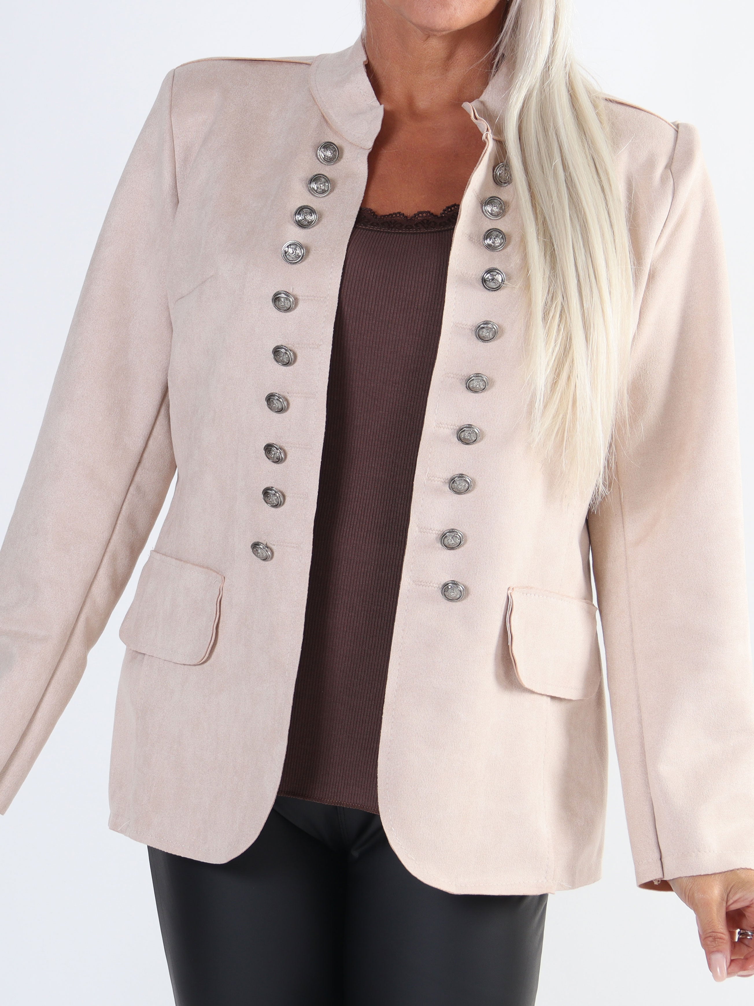 Larissa - Fin blazer i ruskindslook med knapper