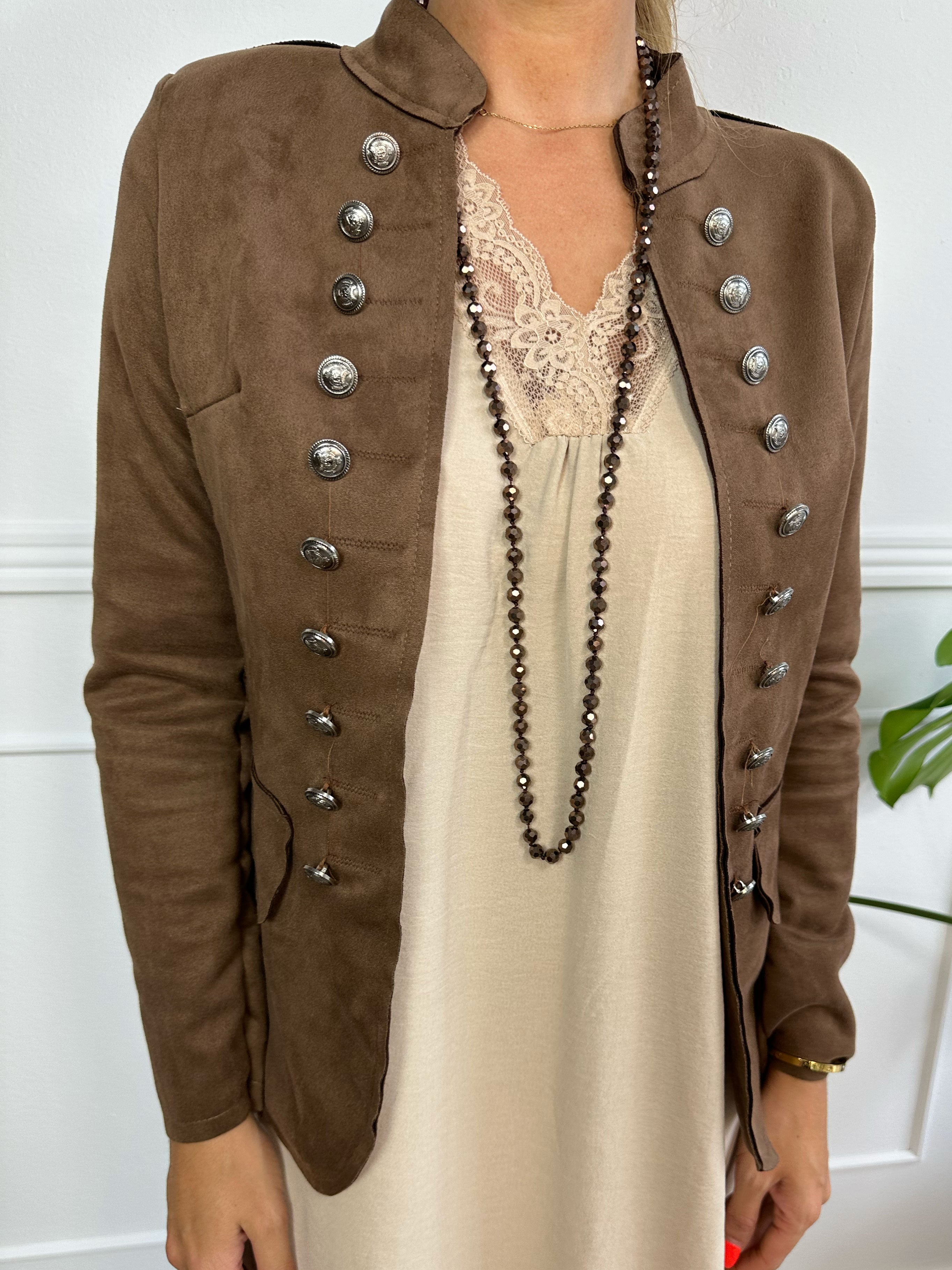 Larissa - Fin blazer i ruskindslook med knapper