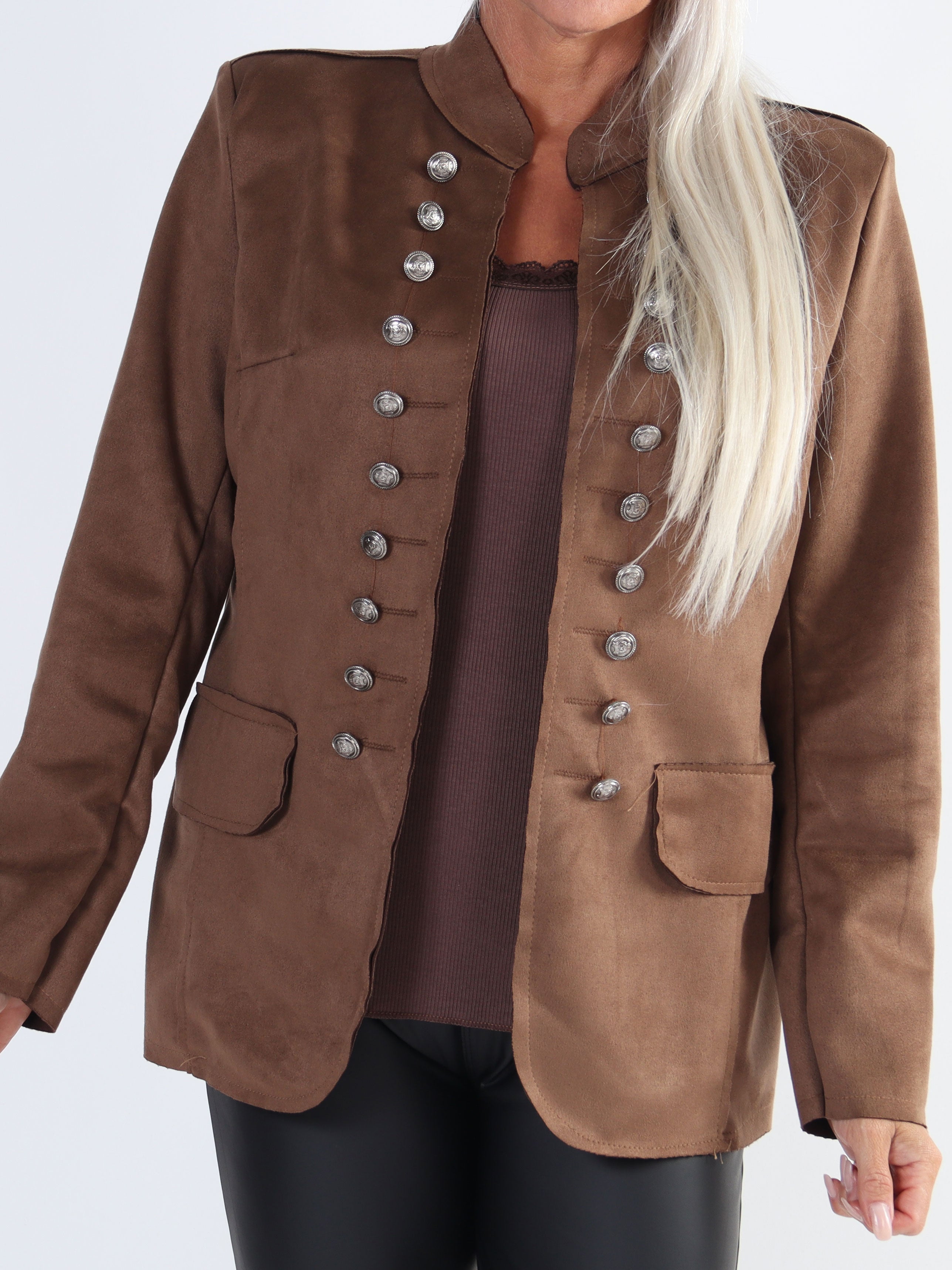 Larissa - Fin blazer i ruskindslook med knapper