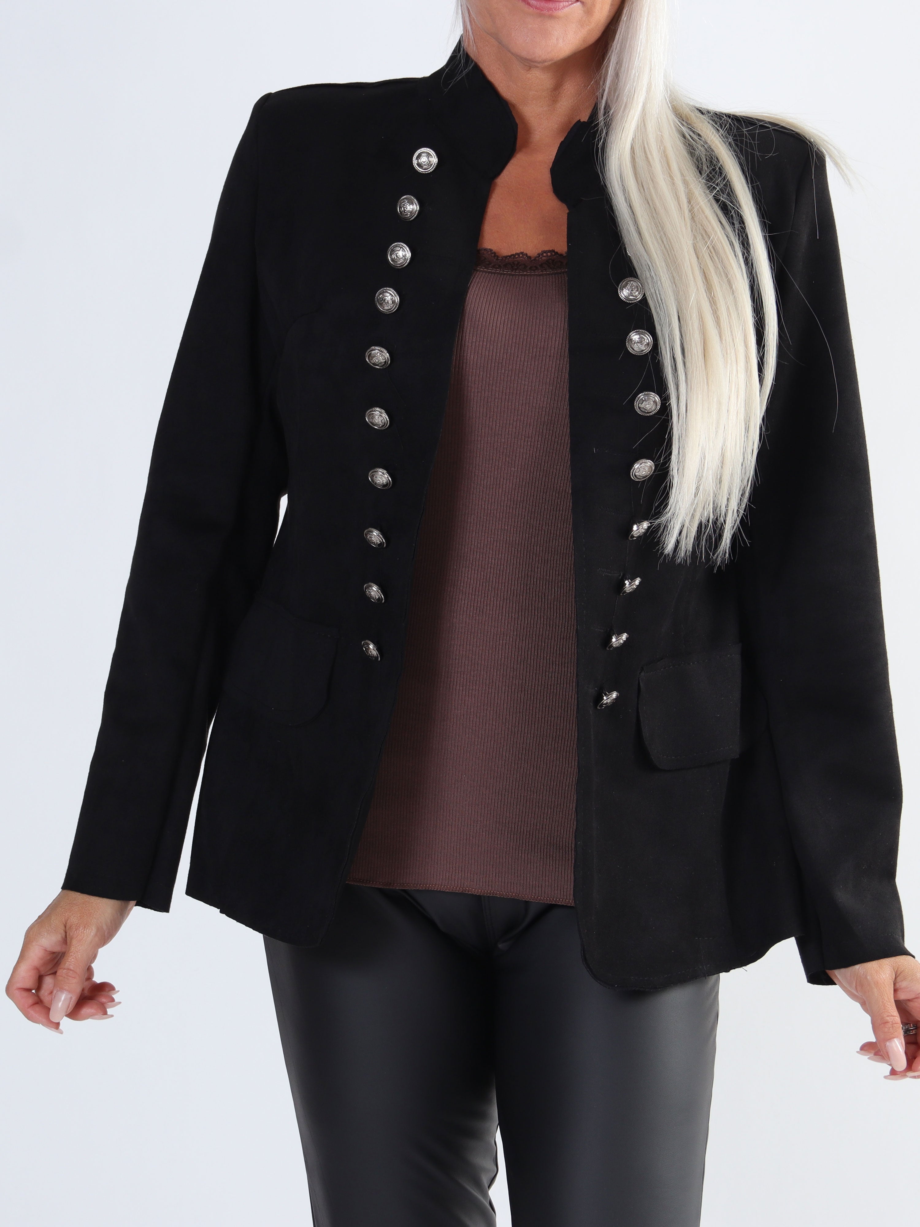 Larissa - Fin blazer i ruskindslook med knapper