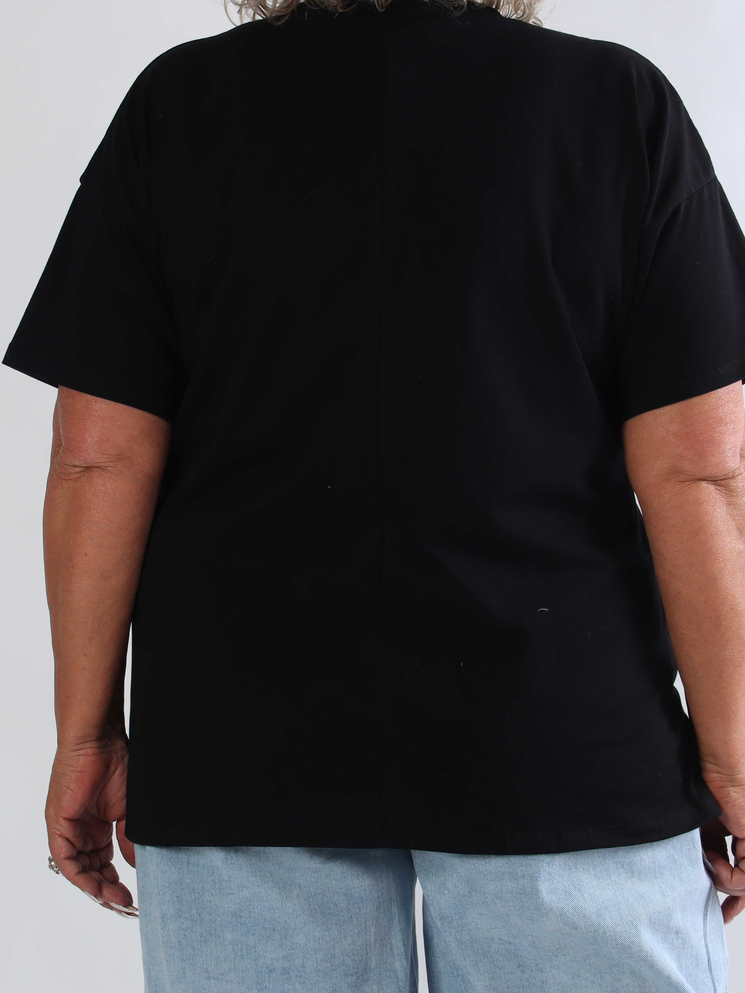 Leini - Oversized t-shirt i bomuld med v-udskæring og farverigt skrift